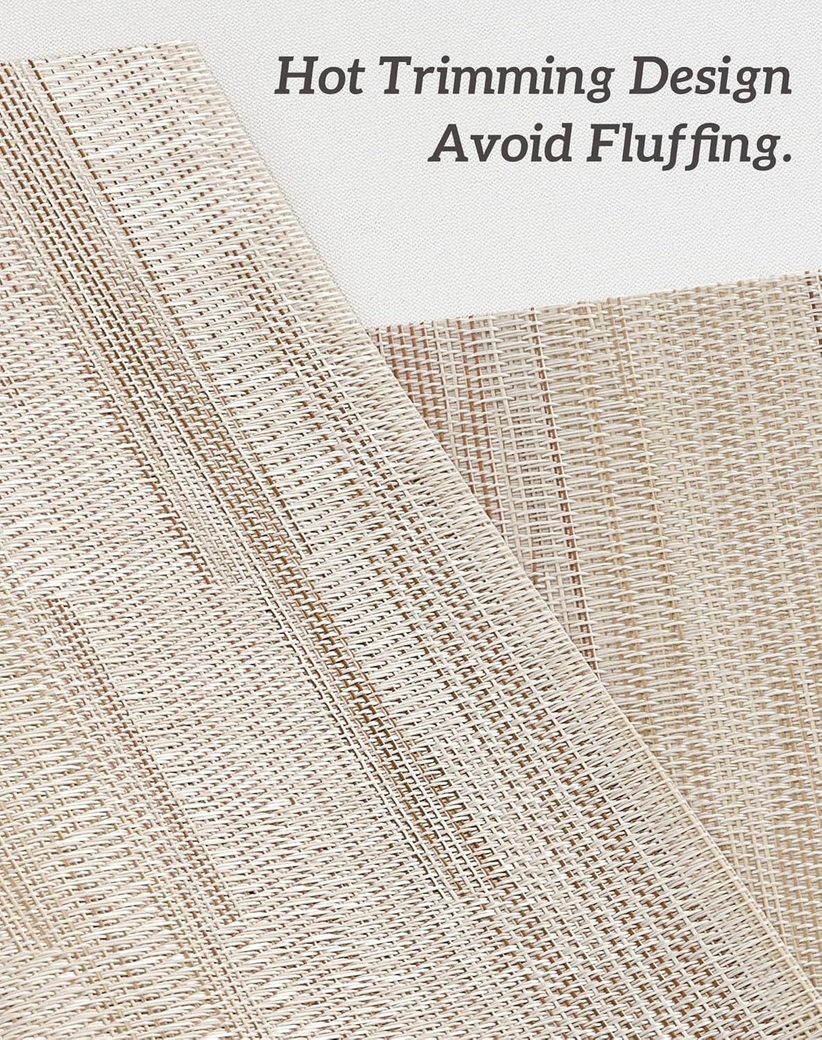 Leetaltree Lightsteel Beige with Yellow Placemats Set of 4 - Heat Resistant Non-Slip Place mats for Dining Table, Washable Durable PVC Vinyl Woven Table Mats (Lightsteel Beige, 4)