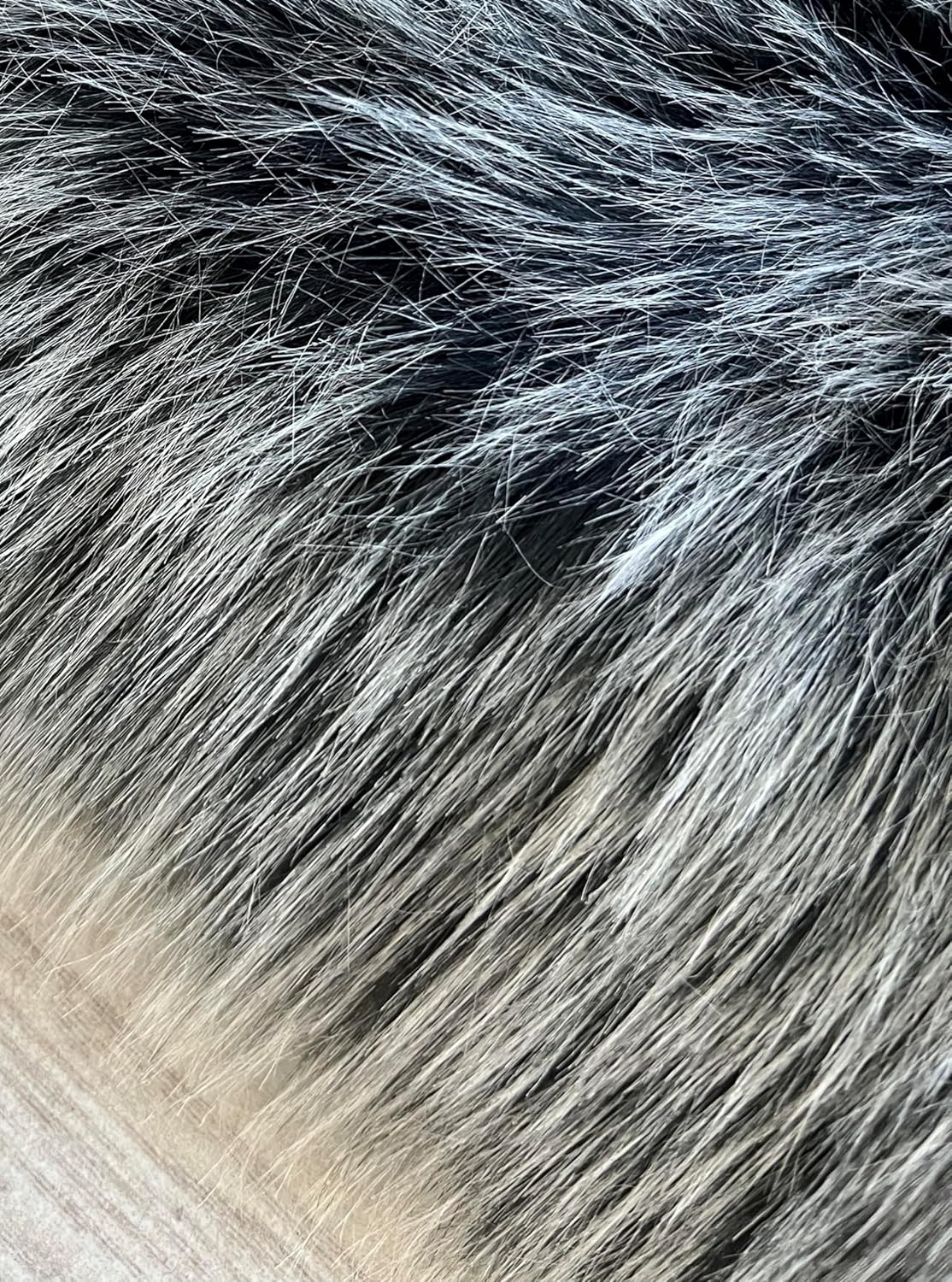 LAMBZY Faux Sheepskin Super Soft Hypoallergenic Free Shape Silky Shag Rug, Luxury Shaggy Silky Plush Carpet for Bedrooms Living Kids Room Sofa Rugs (Black with White Tips, Double 2'x6')