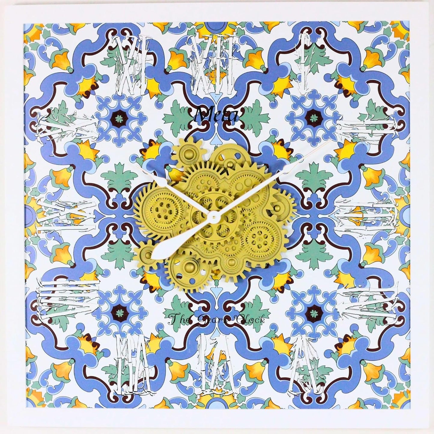 The Gears Clock Wall Clock Italy Collection with Moving Gears (Meta, 36 inch Square)