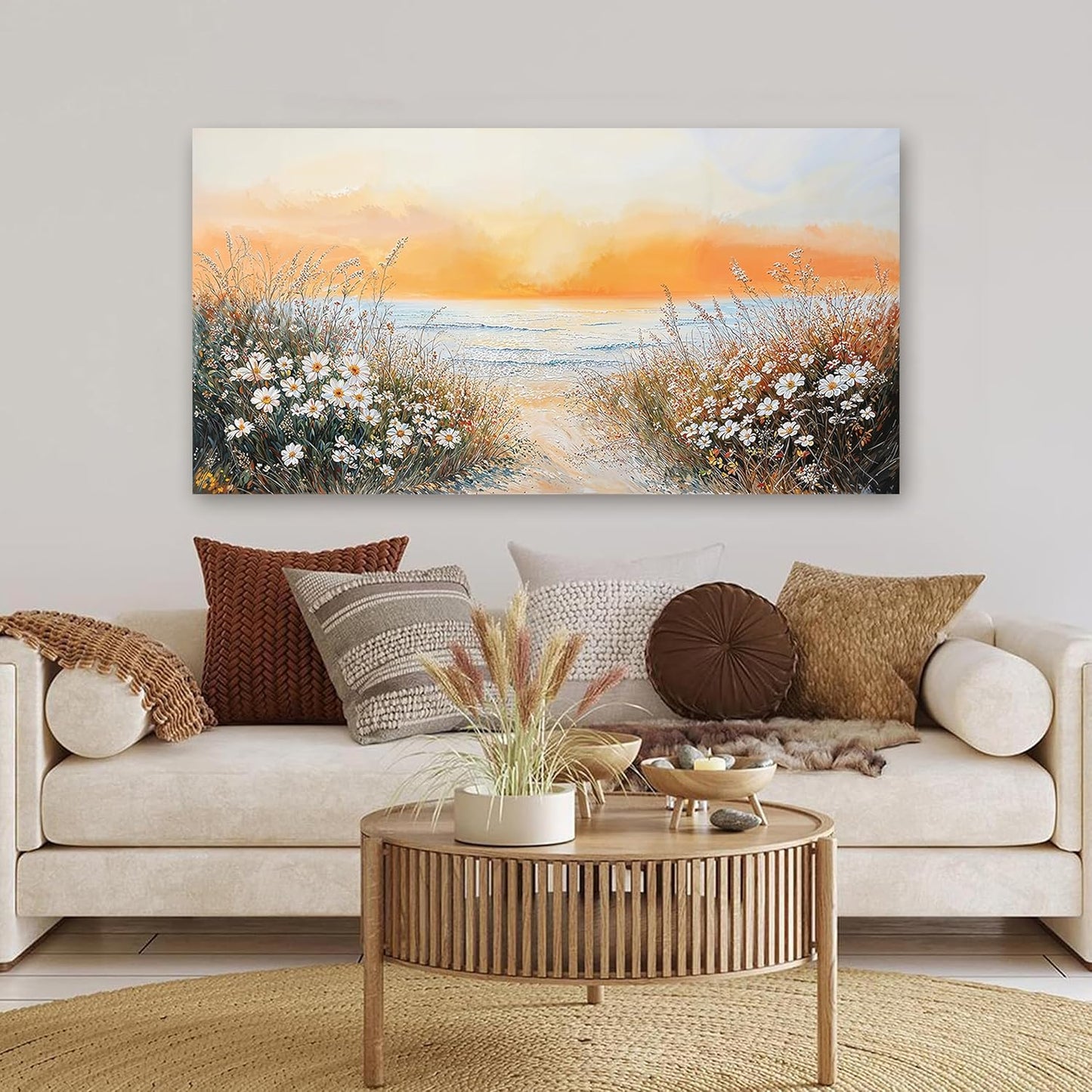 Canvas Wall Art Decor Wall Pictures for Living Room Artwork for Walls Large Coastal Beach Wall Art Prints Canvas Art Wall Decor Vintage Landscape Wall Art Decorations Bedroom Home Wall Art Decor 24" X 48"