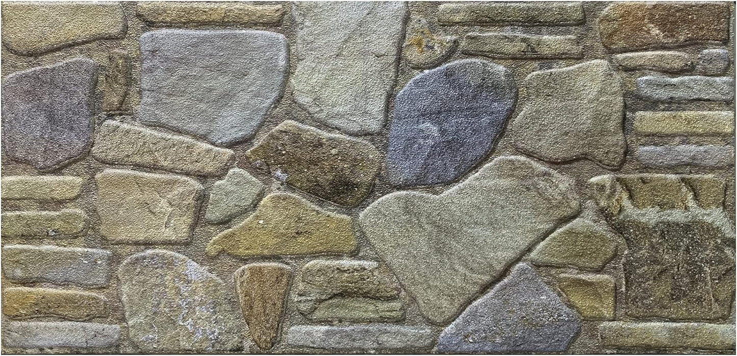 Dundee Deco 3D Wall Panels - Cladding Blue Grey Buff Stone Look Wall Paneling, Styrofoam Facing for Interior and Exterior Applications, DIY, Sample, Size 10 x 10 in.