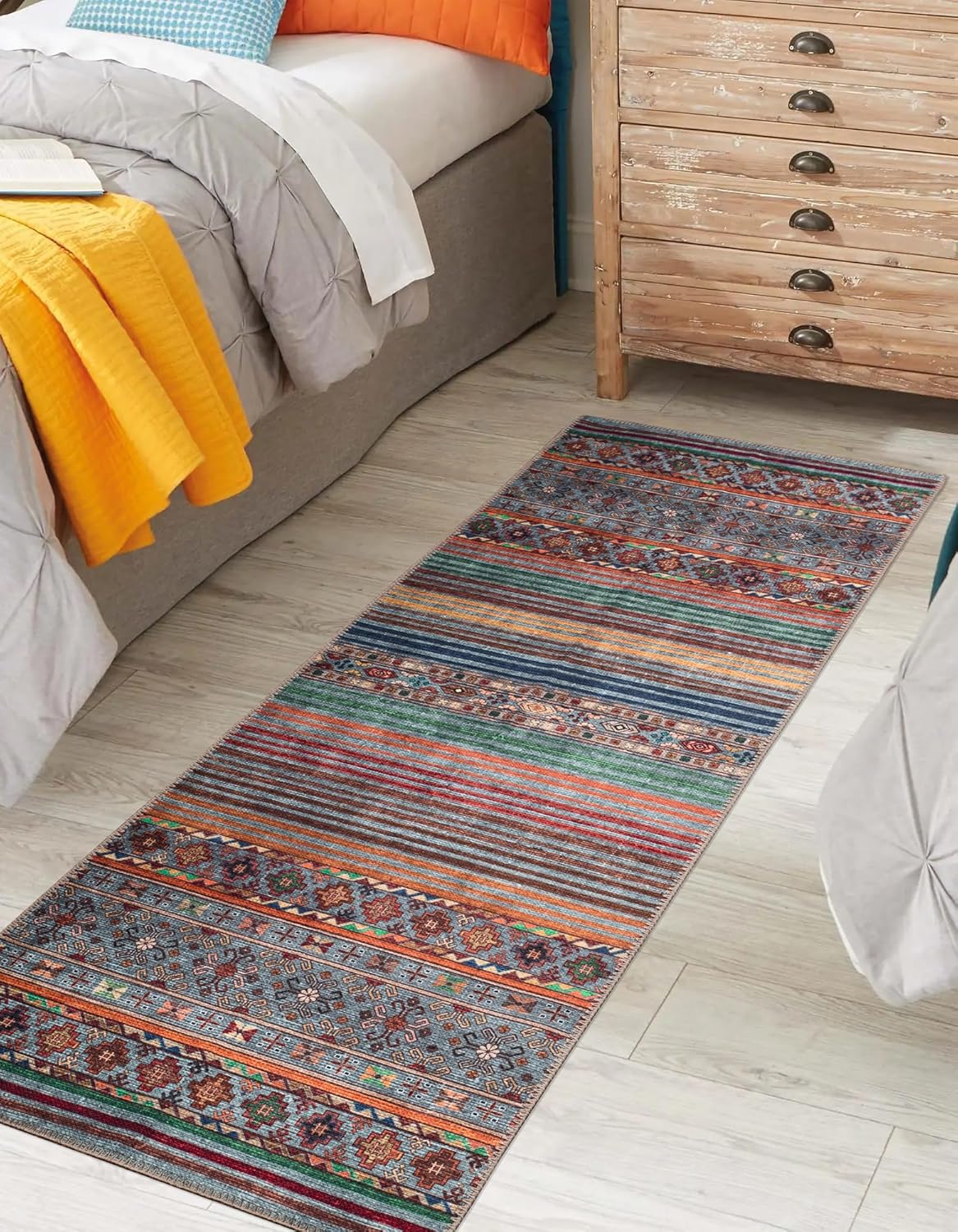 Keen Home Design 2x10 Rug - Machine Washable Runner Rug with Non-Slip Backing, Ideal for Hallway, Entryway, Kitchen, Laundry Room - Vintage, Easy Clean, Durable, Low Pile - (2'6" x 10')