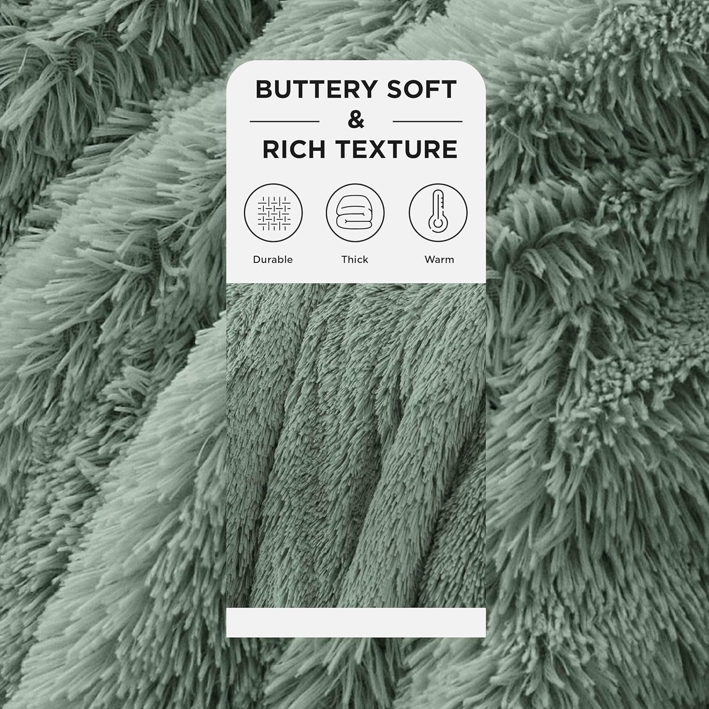 Bedsure GentleSoft Fluffy Sage Green Throw Blanket, Sage Green Decor for Room, Soft Cozy Fuzzy Plush Minky Thick Warm Sherpa Fleece Faux Fur Throw Blanket for Couch, Decorative Spring Gifts, 50x60