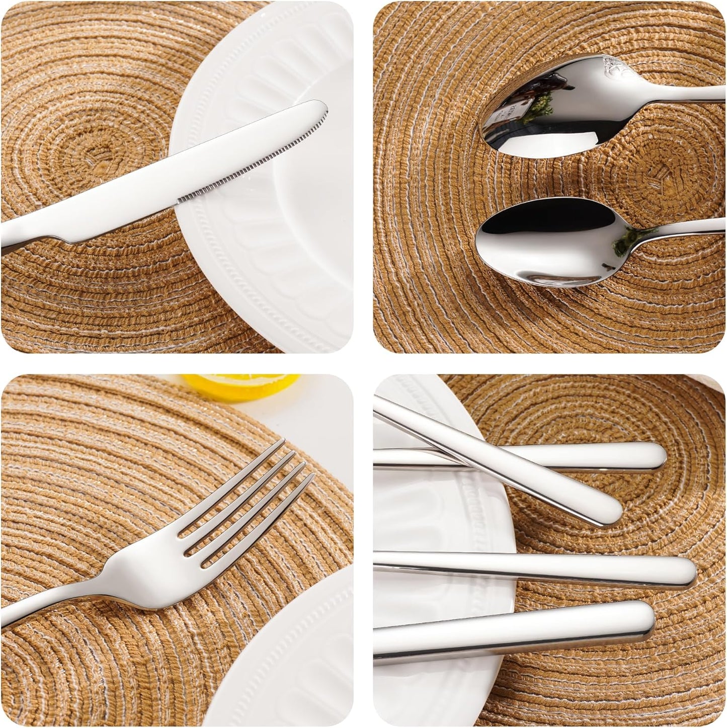 60 Piece Stainless Steel Silverware Set for 12, 18/10 Silverware Set, Flatware Set for 12, 18/10 Stainless Steel Flatware, Dishwasher Safe