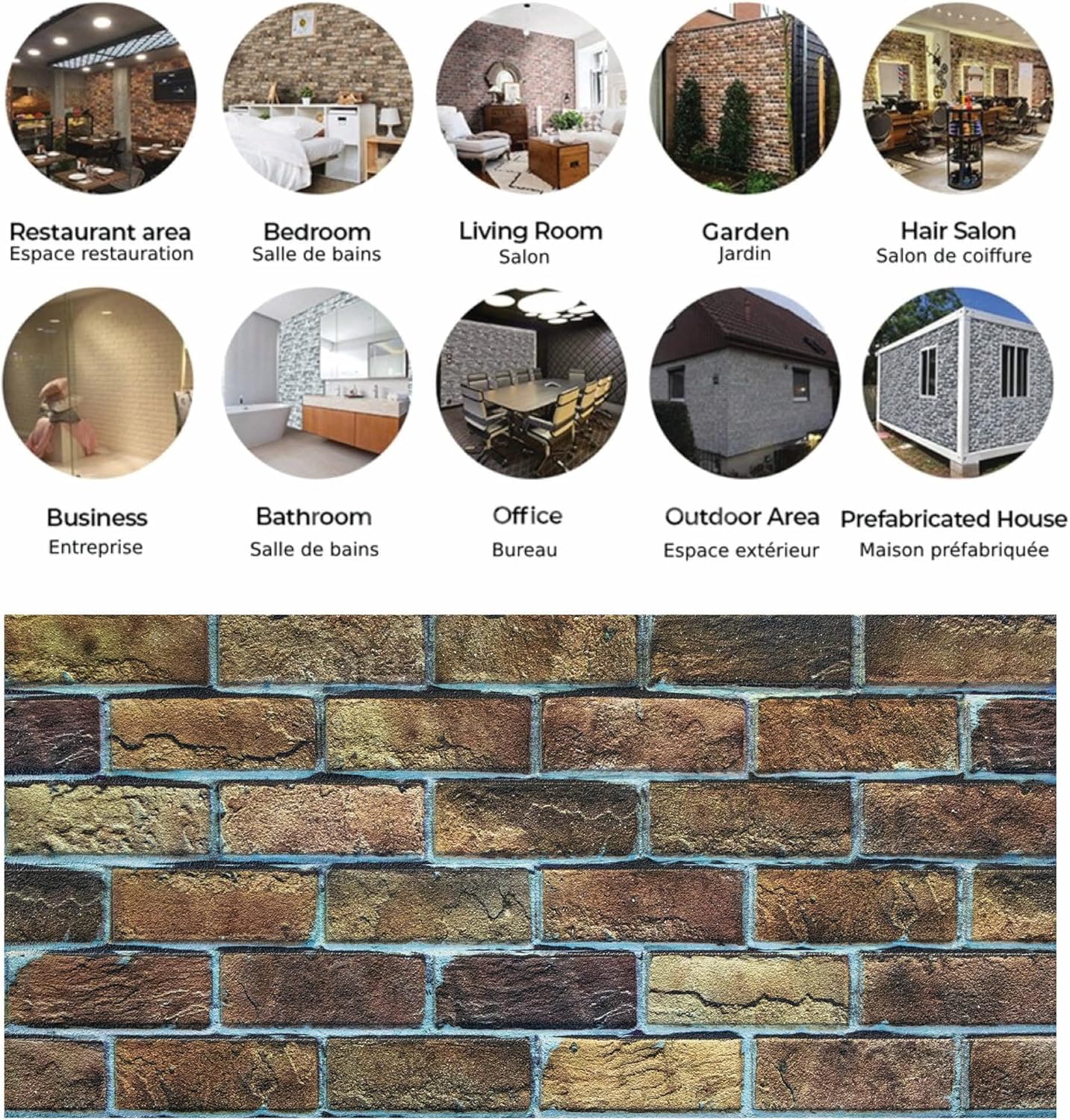 Dundee Deco 3D Wall Panels Faux Brick - Cladding, Brown Beige Stone Look Wall Paneling, Styrofoam Facing for Living Room, Kitchen, Bathroom, Balcony, Bedroom, Set of 5, Covers 27 sq ft