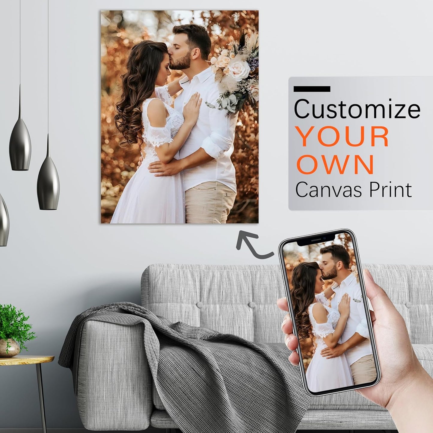 YUNART Ship Next Day - Custom Canvas Prints with Your Photos, Personalized Canvas with Pictures Print for Wall Art Bedroom, Customized Photo Gifts for Couple Men Women Mom Baby Dog Family - 16"x24"