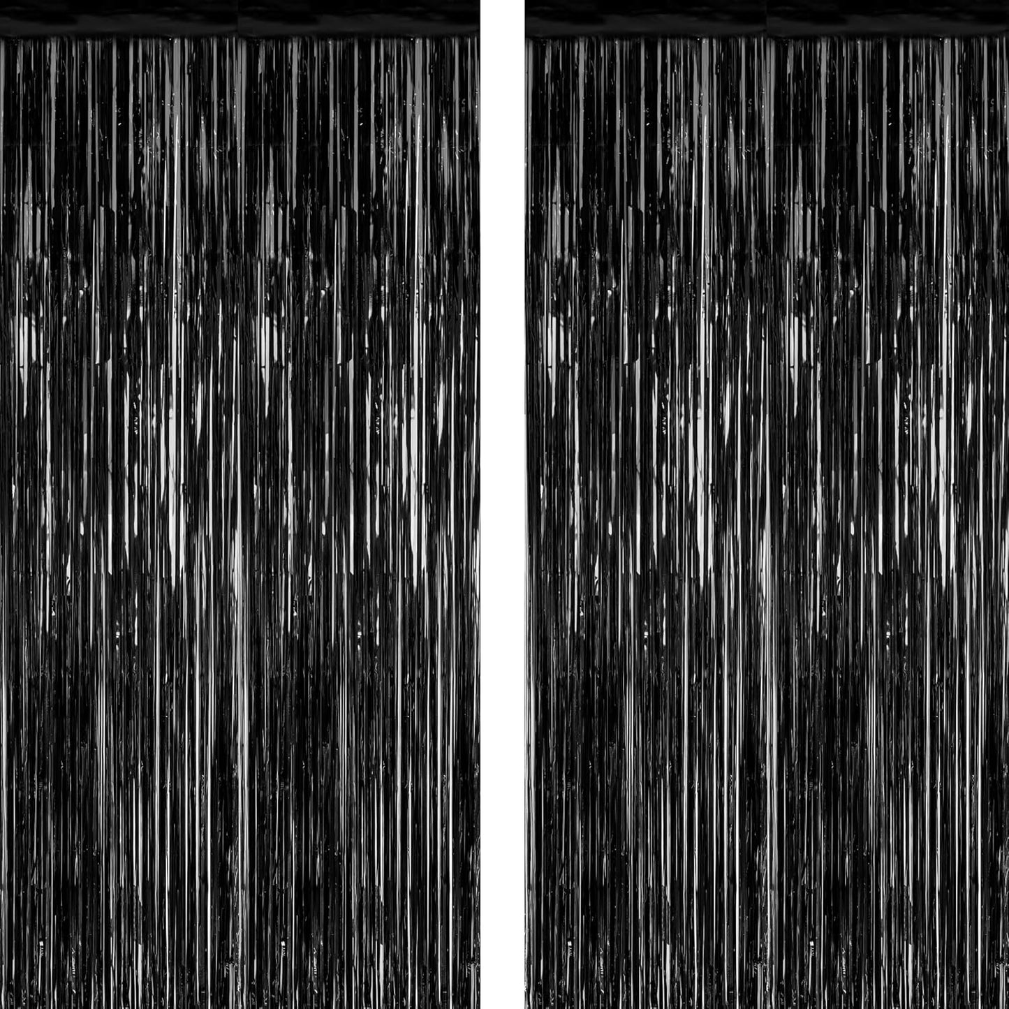 2 Pack 2025 Graduation Party Decorations, 3.28 FT x 7.05 FT Black Backdrop, Metallic Graduation Photo Backdrop Fringe Curtains Tinsel Backdrop Foil Streamer, Grad Party Supplies Photo Booth Props