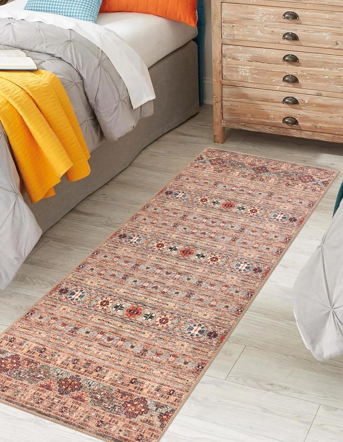 Keen Home Design 2x10 Rug - Machine Washable Runner with Non-Slip Backing, Ideal for Hallway, Entryway, Kitchen, Laundry Room - Vintage, Easy Clean, Durable, Low Pile Rug - (2'6" x 10')