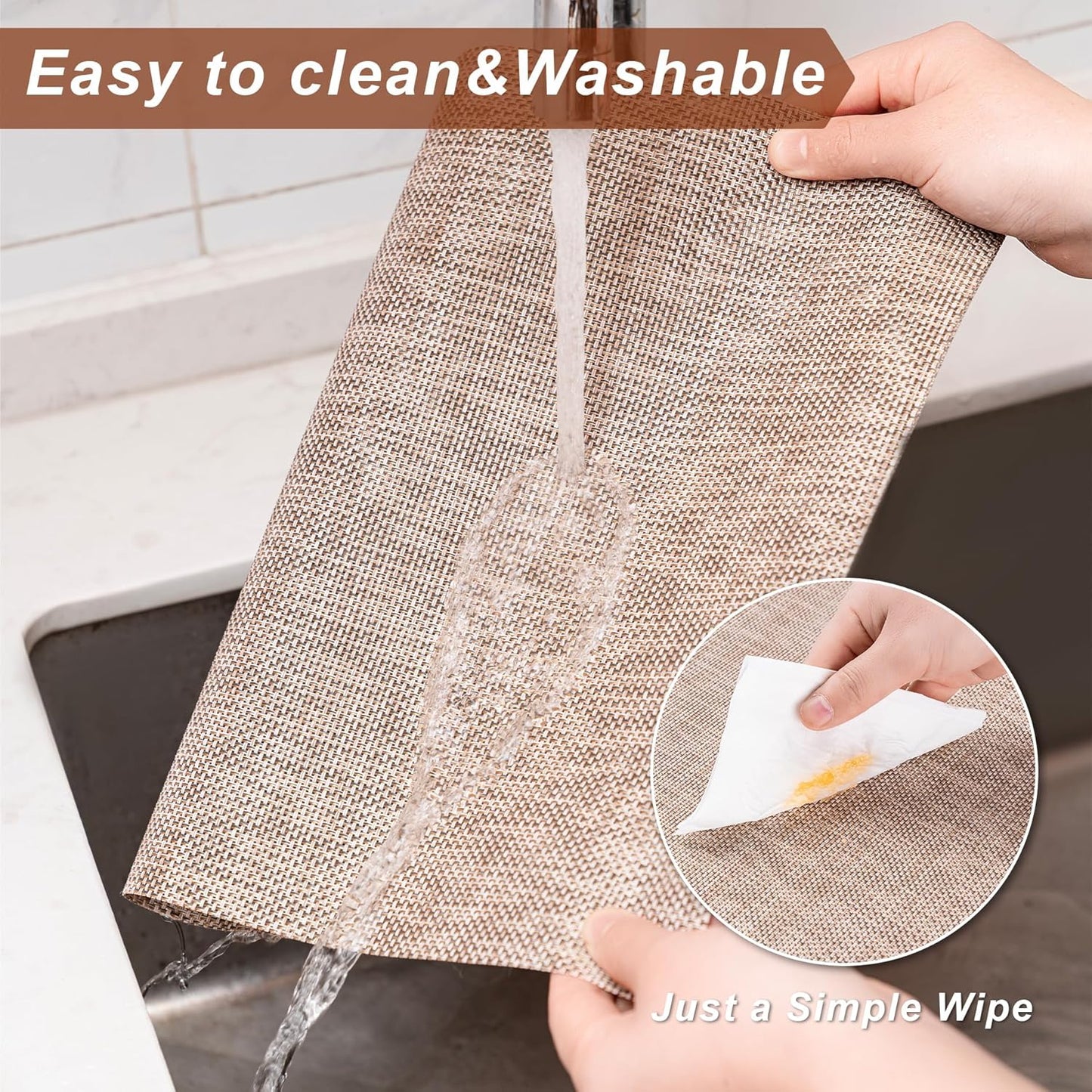 Placemats Set of 6 Washable Indoor/Outdoor Vinyl Place Mats for Dining Table Durable Non-Slip Heat Resistant PVC Weave Table Mats（Gray）