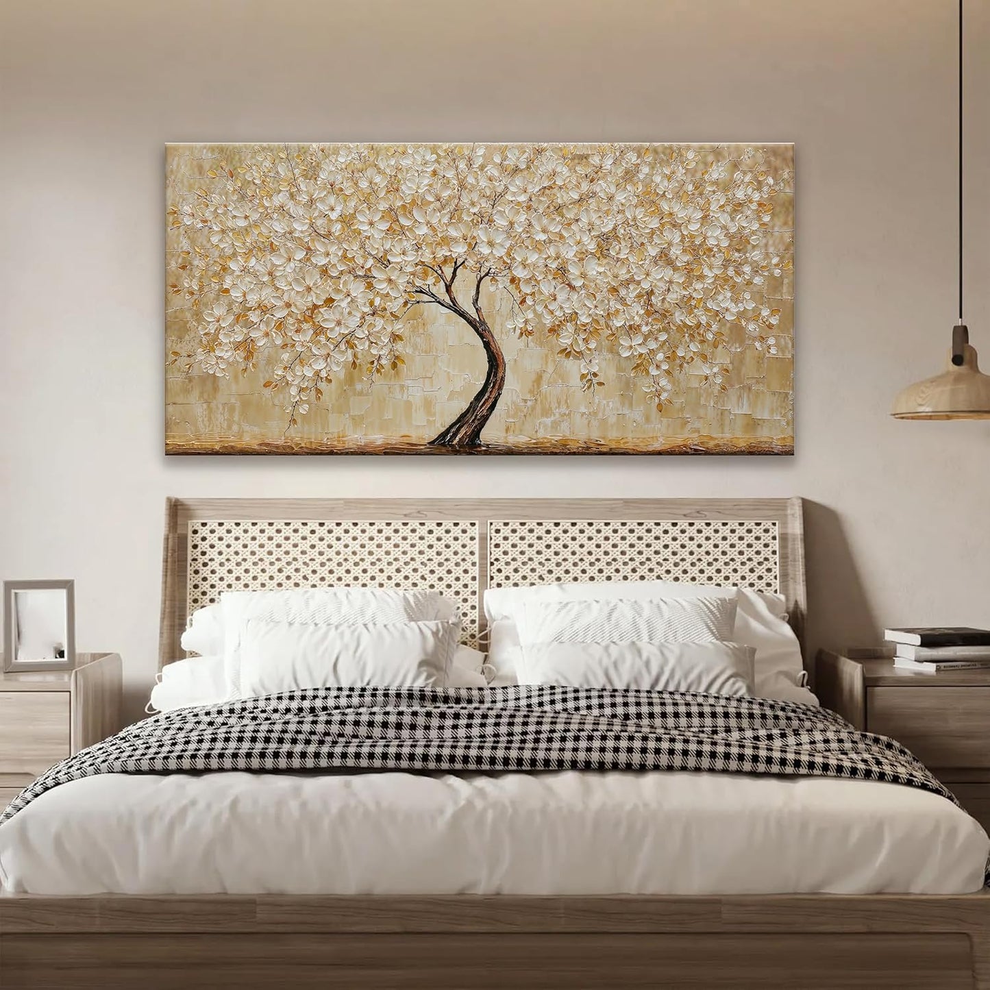 TAIJXAGSG Canvas Wall Art Decor Gold Tree Flower Wall Art Gold Tree Of Life Abstract Wall Decor Painting Pictures Botanical Wall Art For Living Room Bedroom Home Office Artwork 24"X 48"