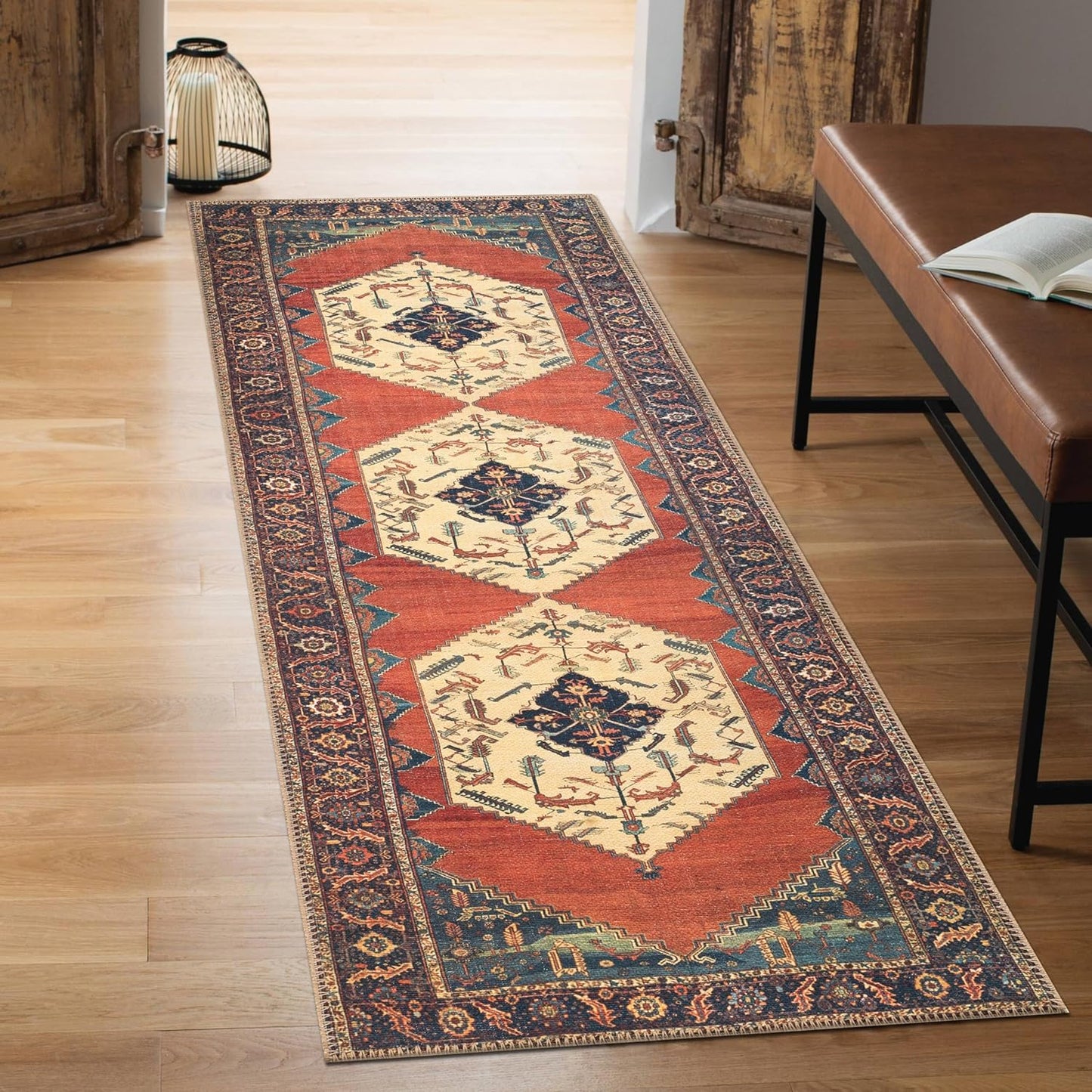 Keen Home Design 2x10 Rug - Machine Washable Runner with Non-Slip Backing, Ideal for Hallway, Entryway, Kitchen, Laundry Room - Vintage, Easy Clean, Durable, Low Pile Rug - (2'6" x 10')