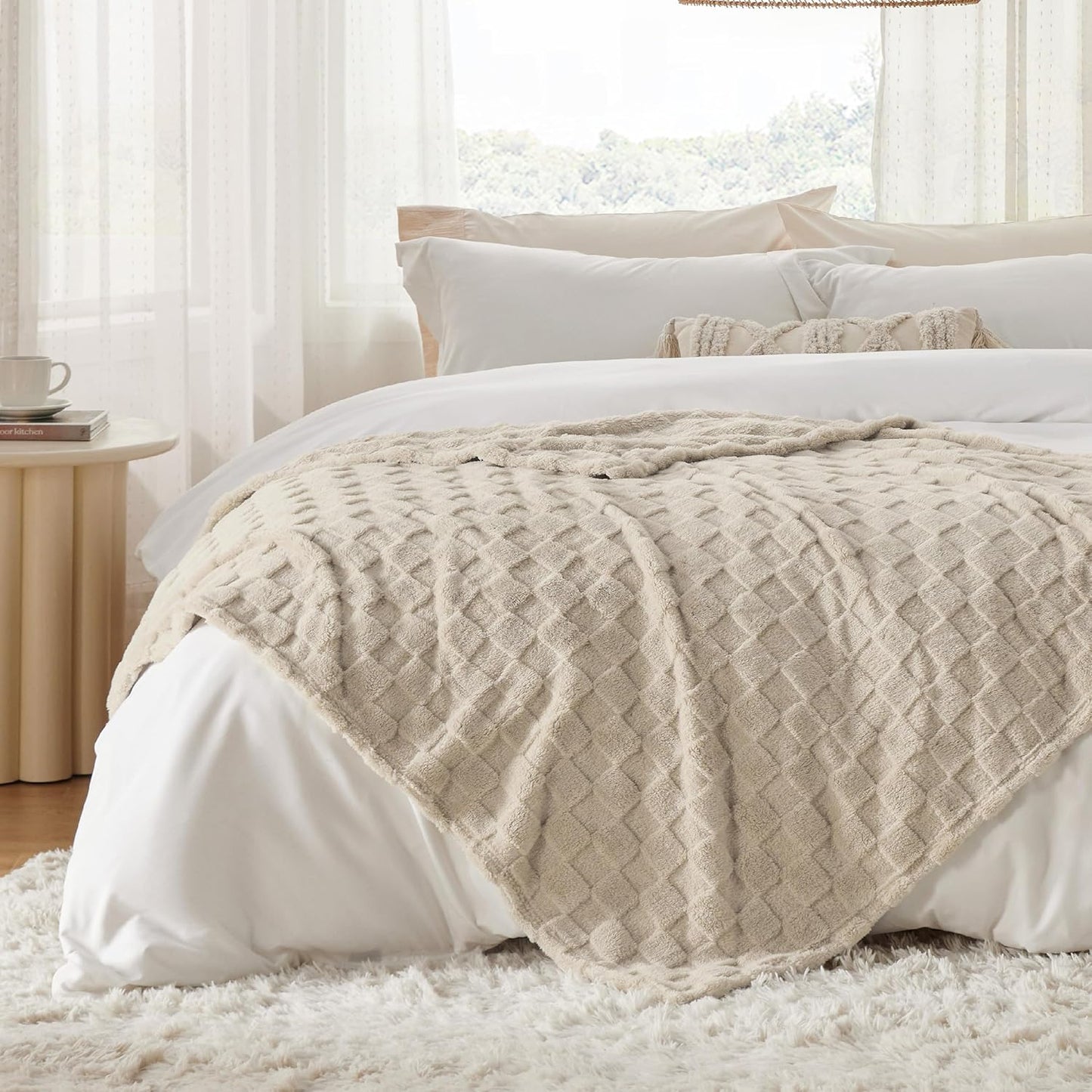 Bedsure GentleSoft Light Brown Throw Blanket for Couch - Super Soft Cozy Blankets Gifts for Women Men Girls, Cute Small Fleece Throws for Bedroom Home Decor, 50x70 Inches