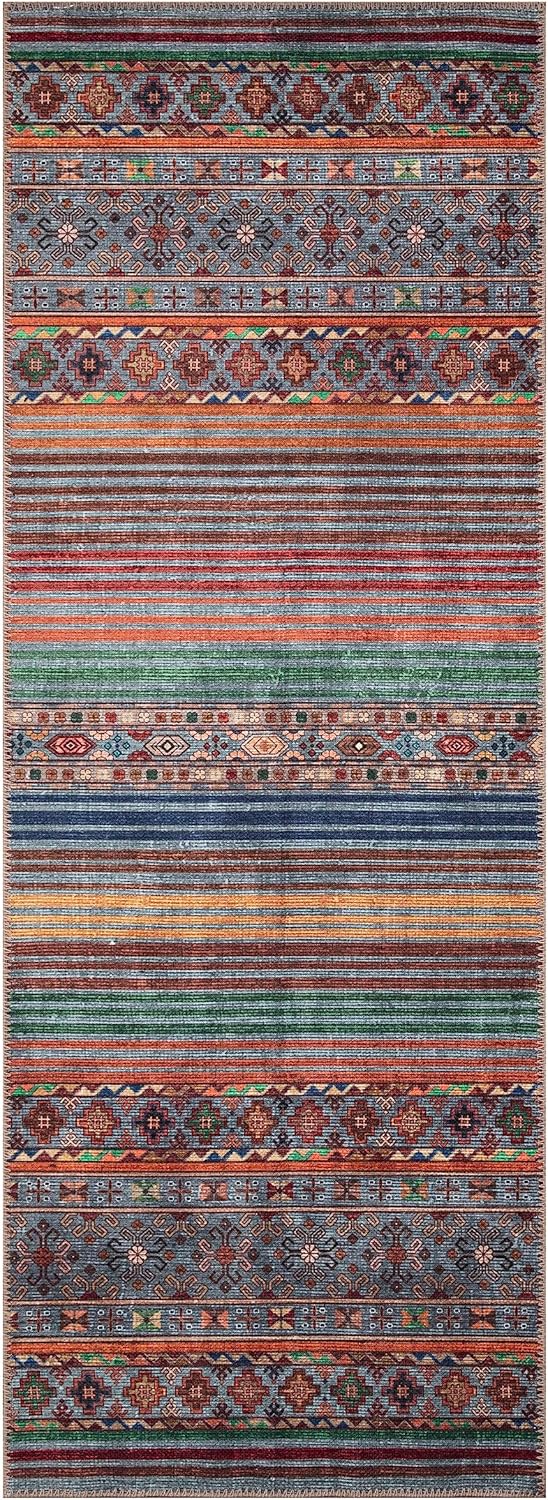 Keen Home Design 2x7 Rug - Machine Washable Runner Rug with Non-Slip Backing, Ideal for Hallway, Entryway, Kitchen, Laundry Room - Vintage, Easy Clean, Durable, Low Pile Rug - (2'6" x 7')