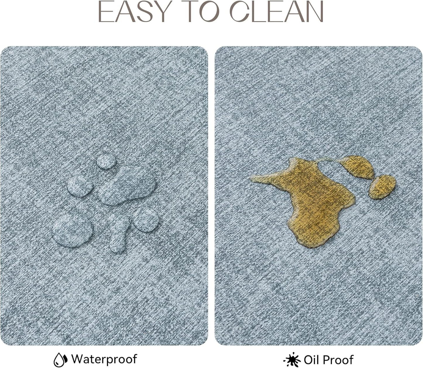 Romanstile Vinyl Placemats Set of 4-12 X 18 Inch - Heat Resistant Place Mats 100% Waterproof Oilproof Wipeable Reversible Faux Leather Table Mats for Kitchen/Dining/Party/Outdoor, Sky Blue