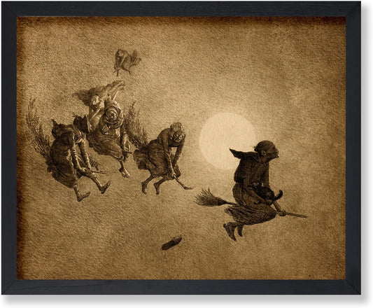 Poster Master Vintage William Holbrook Beard Poster - Retro Occult Print - Gift for Gothic, Horror Fan - The Witches Ride, Pagan, Goth, Magic - Wall Decor for Bedroom, Dorm, 24x32 Unframed Wall Art
