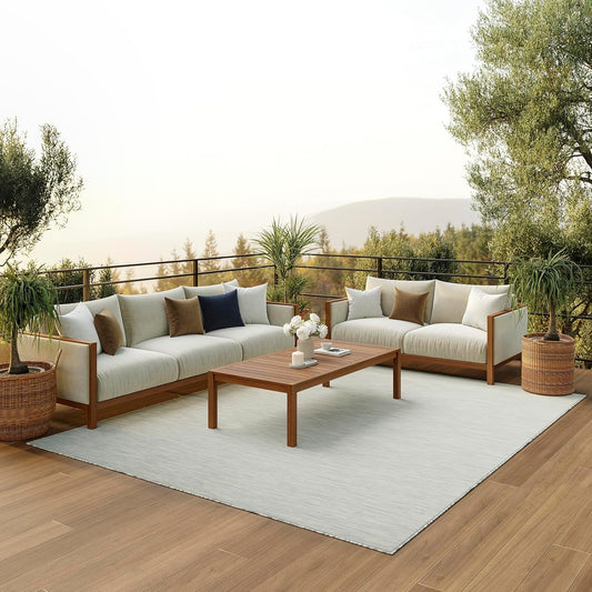 Nourison Positano Indoor/Outdoor Light Grey 10' x 14' Area Rug, Easy Cleaning, Non Shedding, Bed Room, Living Room, Dining Room, Backyard, Deck, Patio (10x14)
