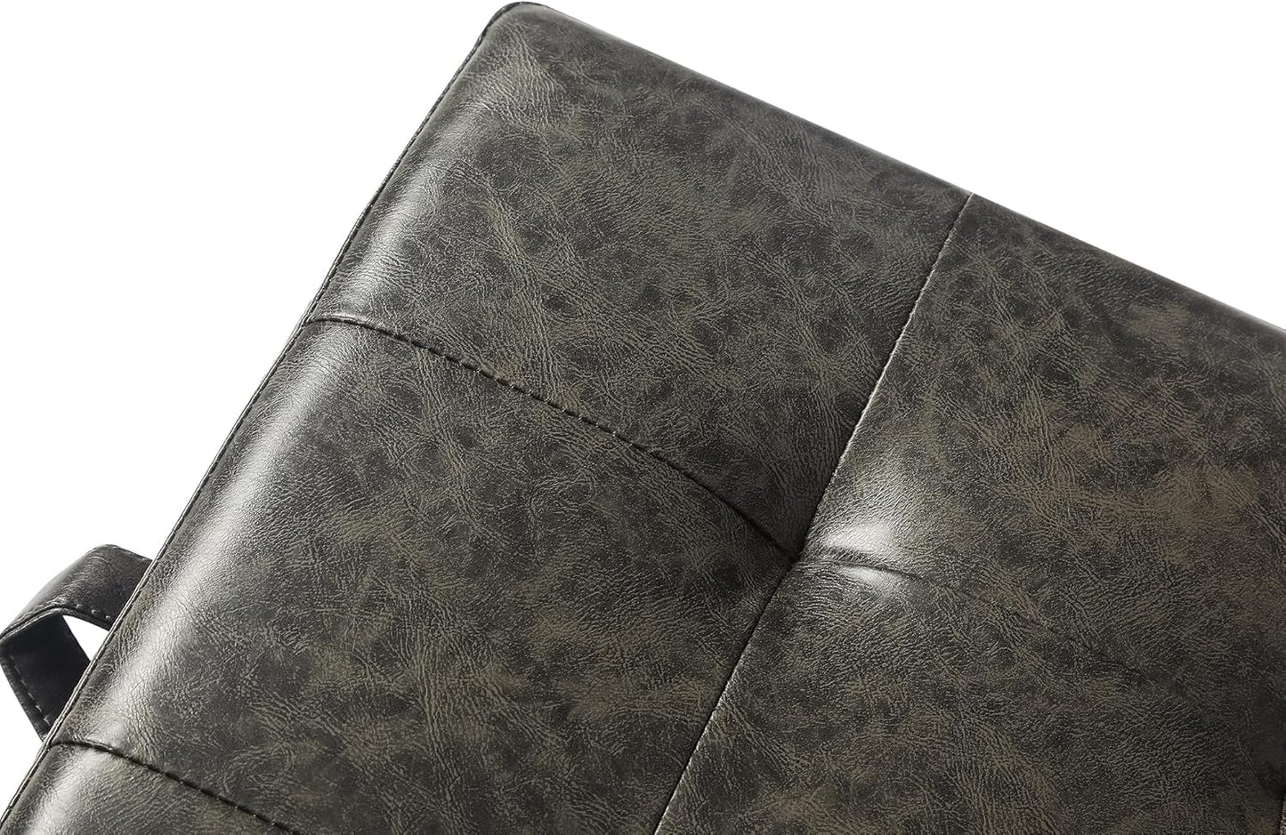 Adeco Faux Leather Storage Ottoman Bench with Wood Legs, 17.7" Square Mixed Grey PU Cube Foot Stool, Upholstered Button Tufted Vanity Chair with Hinged Lid for Living Room, Bedroom, Dorm