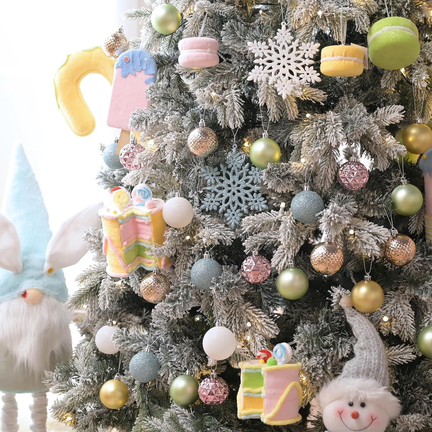 Valery Madelyn Christmas Tree Decorations Ornament Set for Fall Halloween, 50ct 2 Inches Pastel Colorful Shatterproof Christmas Ball Ornaments Hanging Xmas Holiday Party Decor