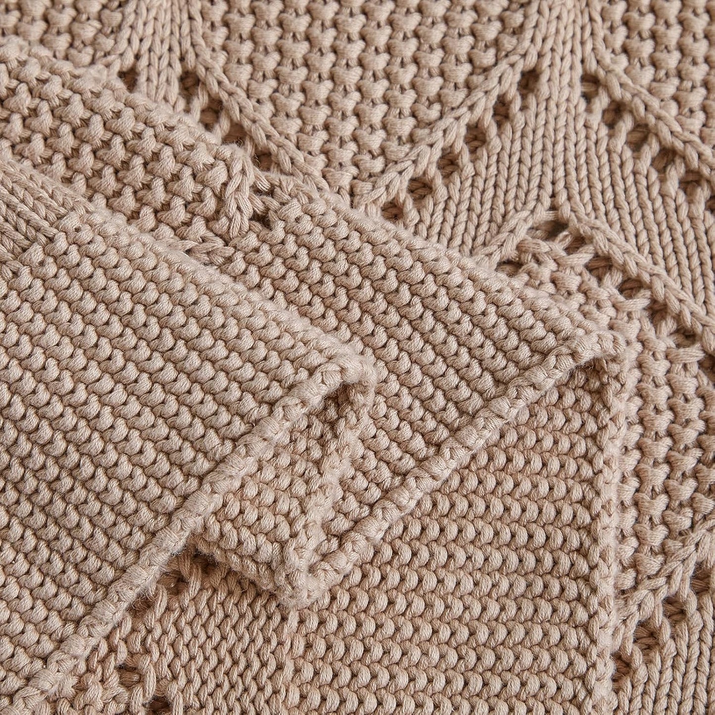 Longhui bedding Chunky Cotton Knit Throw Blanket for Couch, Sofa, Bed, or Chair, Decorative Breathable Fall Cable Knit Blanket 60 x 80 Inches, Pink Rose