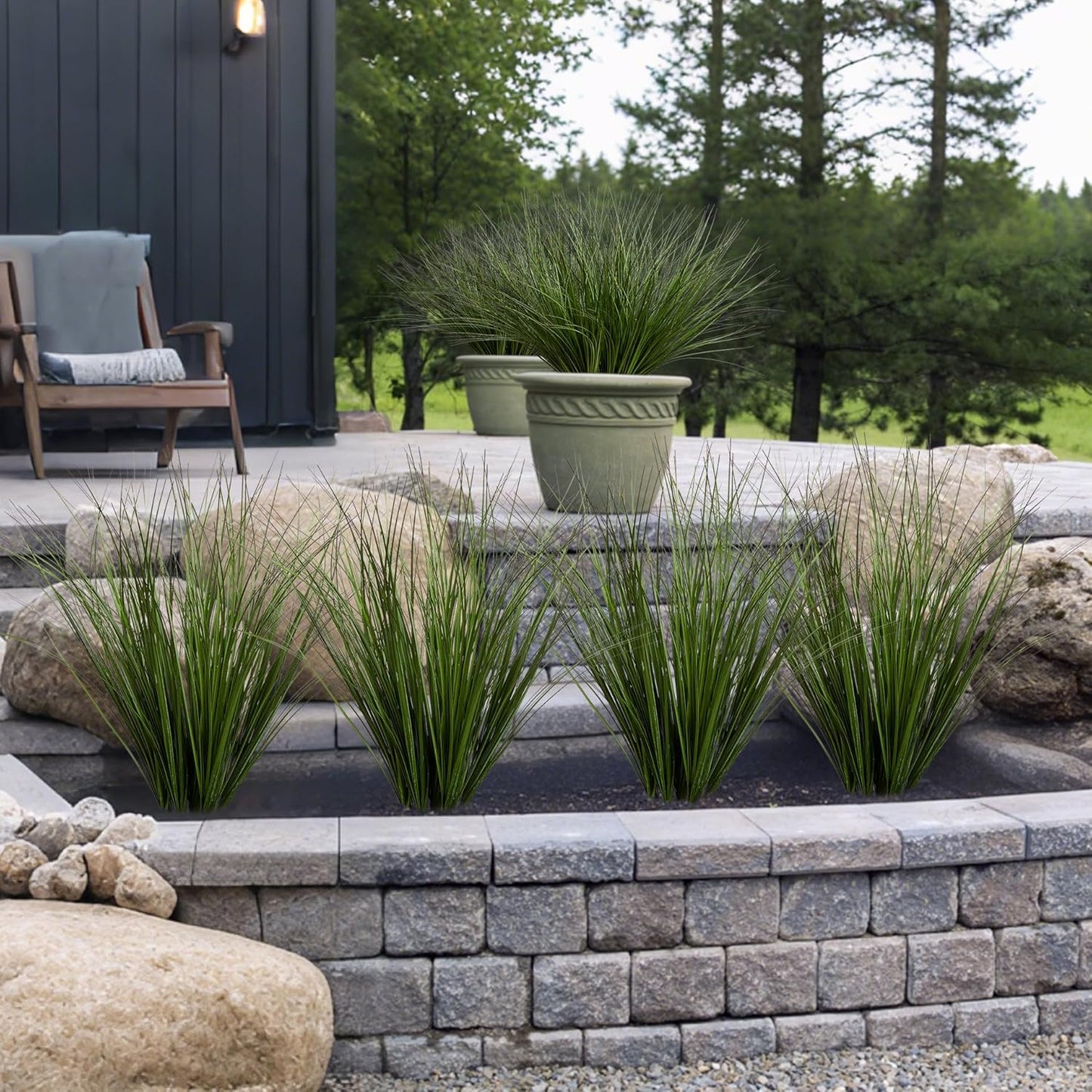 48PCS 17.3" Fake Plants Artificial Wheat Grass Greenery Plastic Plants Fake Grass Artificial Plants for Outdoor Decor Artificial Grass Plant with Greenery Stems for Indoor Home Decoration