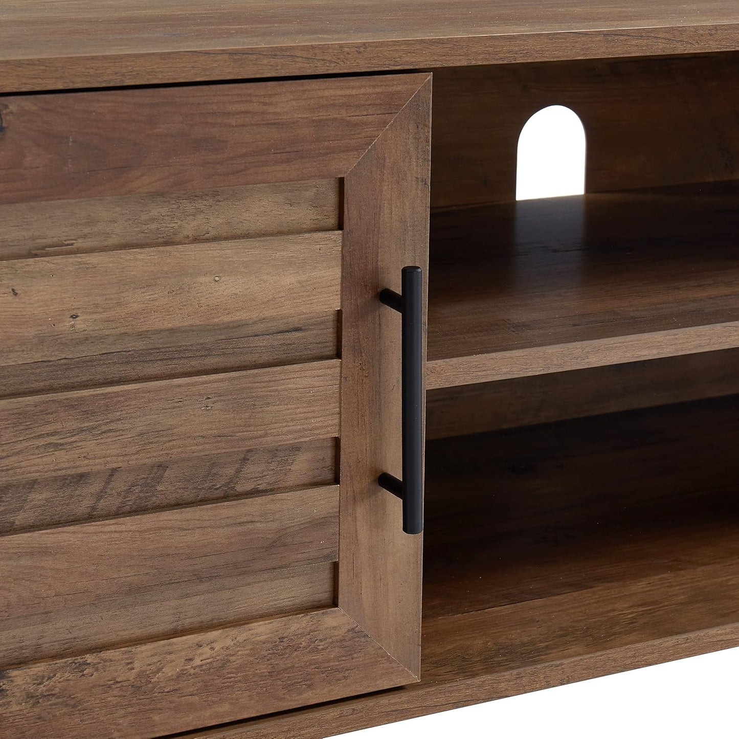 Mid Century Wooden TV Stand Entertainment Console with Open Shelving and 2 Cabinets for Televisions up to 65 Inches(Rustic Oak)