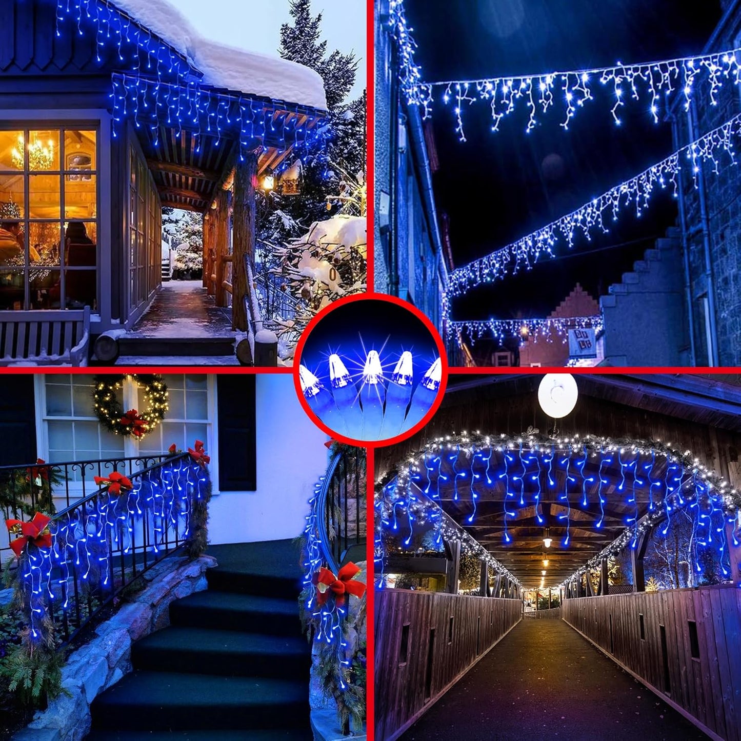 648 LED Christmas Lights with 144 Drops, 66ft 8 Modes Christmas String Lights Outdoor, Waterproof Christmas Decorations Fairy Lights with Timer Memory for Xmas Party Patio Window Fence Blue