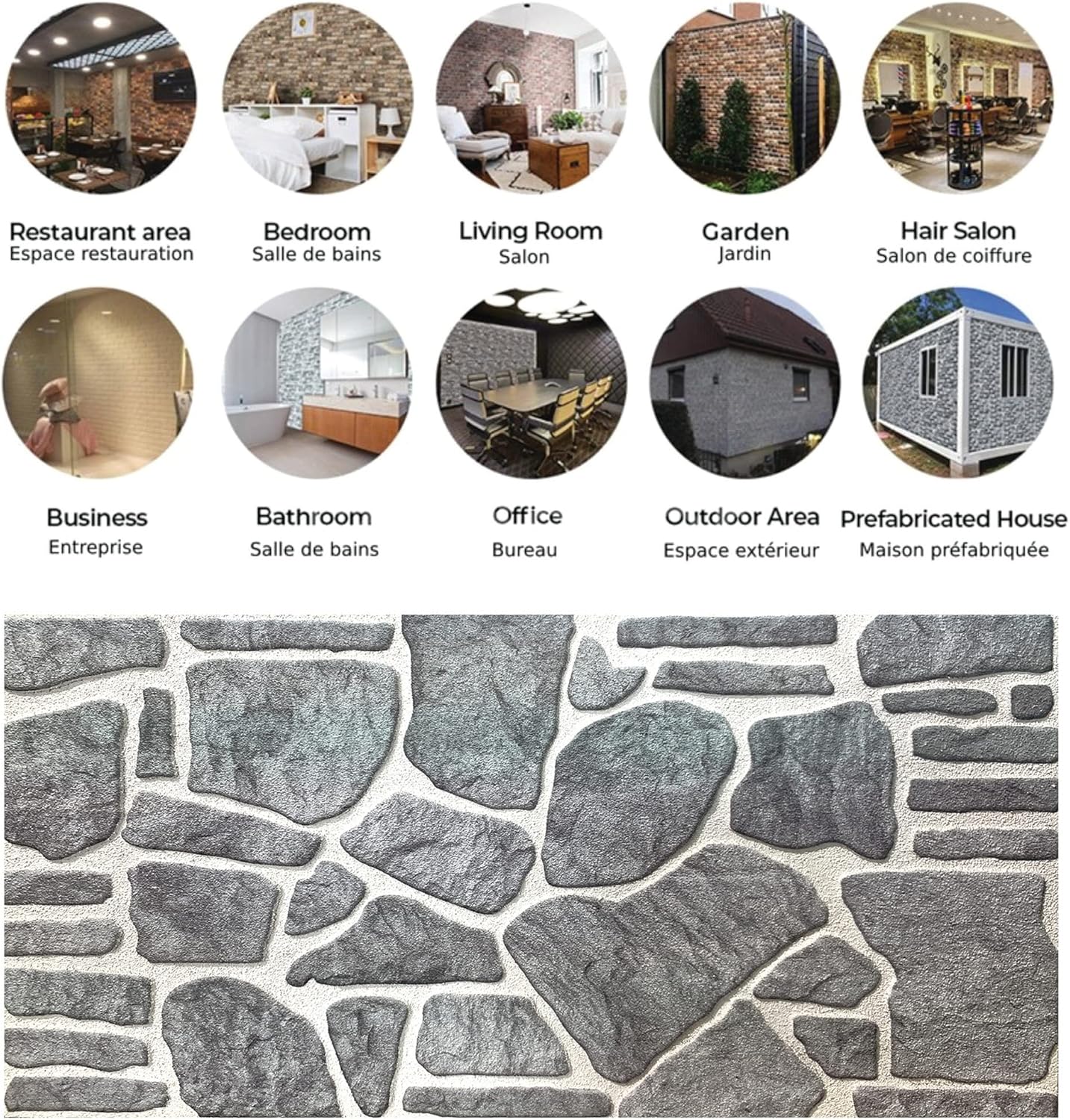 Dundee Deco 3D Wall Panels - Cladding Bluish Grey White Stone Look Wall Paneling, Styrofoam Facing for Interior and Exterior Applications, DIY, Sample, Size 10 x 10 in.