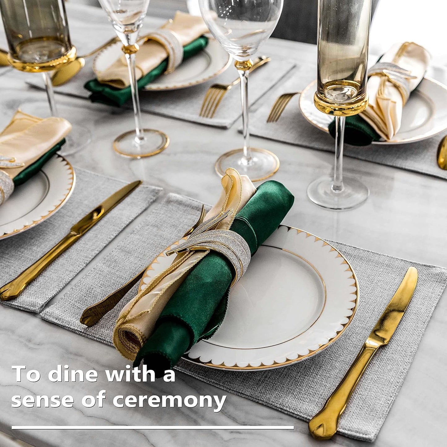 Home Brilliant Cloth Placemats Set of 6 Table Place Mats Light Grey Placemat Easy to Clean Heat Resistant Machine Washable Fabirc Placemats Coffee Table Mats for Dining Kitchen Table, Gray