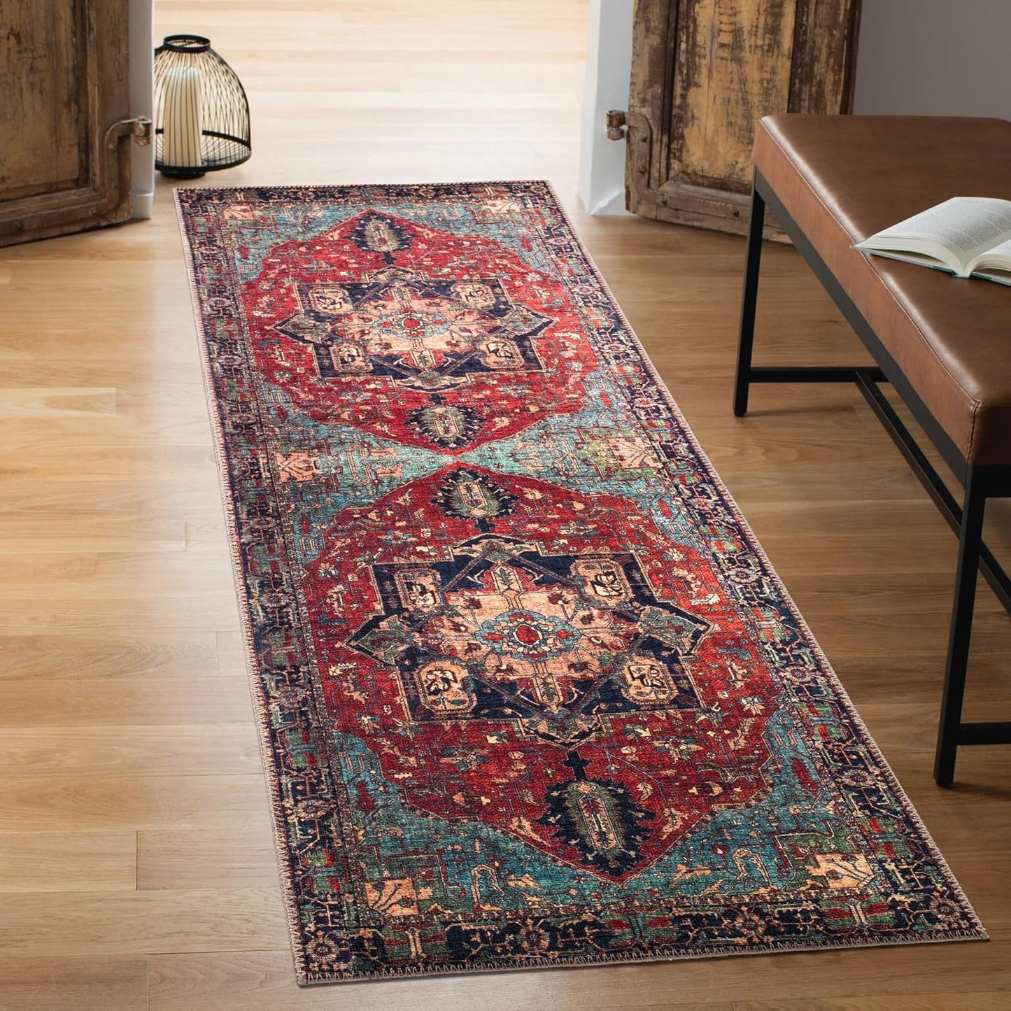 Keen Home Design 2x10 Rug - Machine Washable Runner Rug with Non-Slip Backing, Ideal for Hallway, Entryway, Kitchen, Laundry Room - Vintage, Easy Clean, Durable, Low Pile - (2'6" x 10')