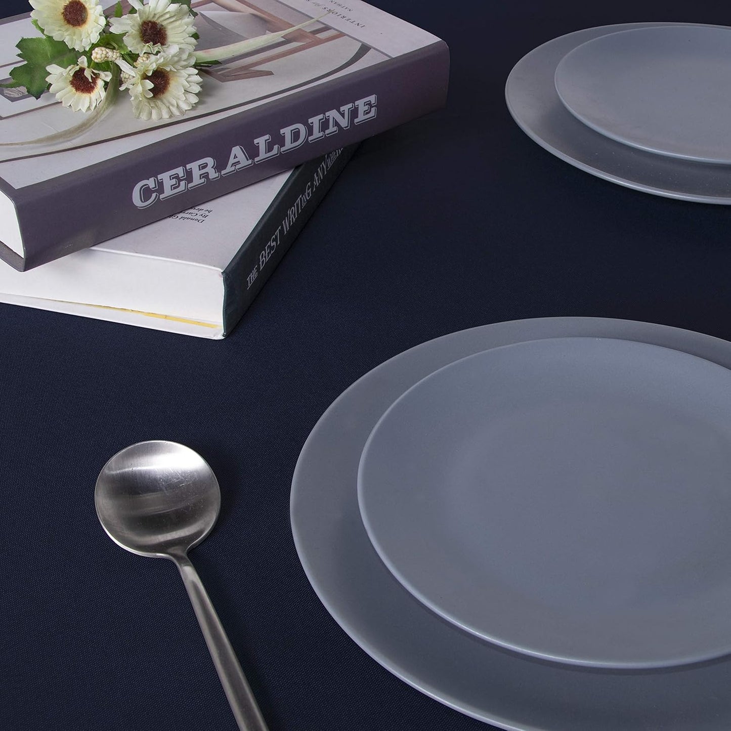 sancua Rectangle Tablecloth - 60 x 102 Inch - Stain and Wrinkle Resistant Washable Polyester Table Cloth, Decorative Fabric Table Cover for Dining Tables, Buffet Parties and Camping, Navy