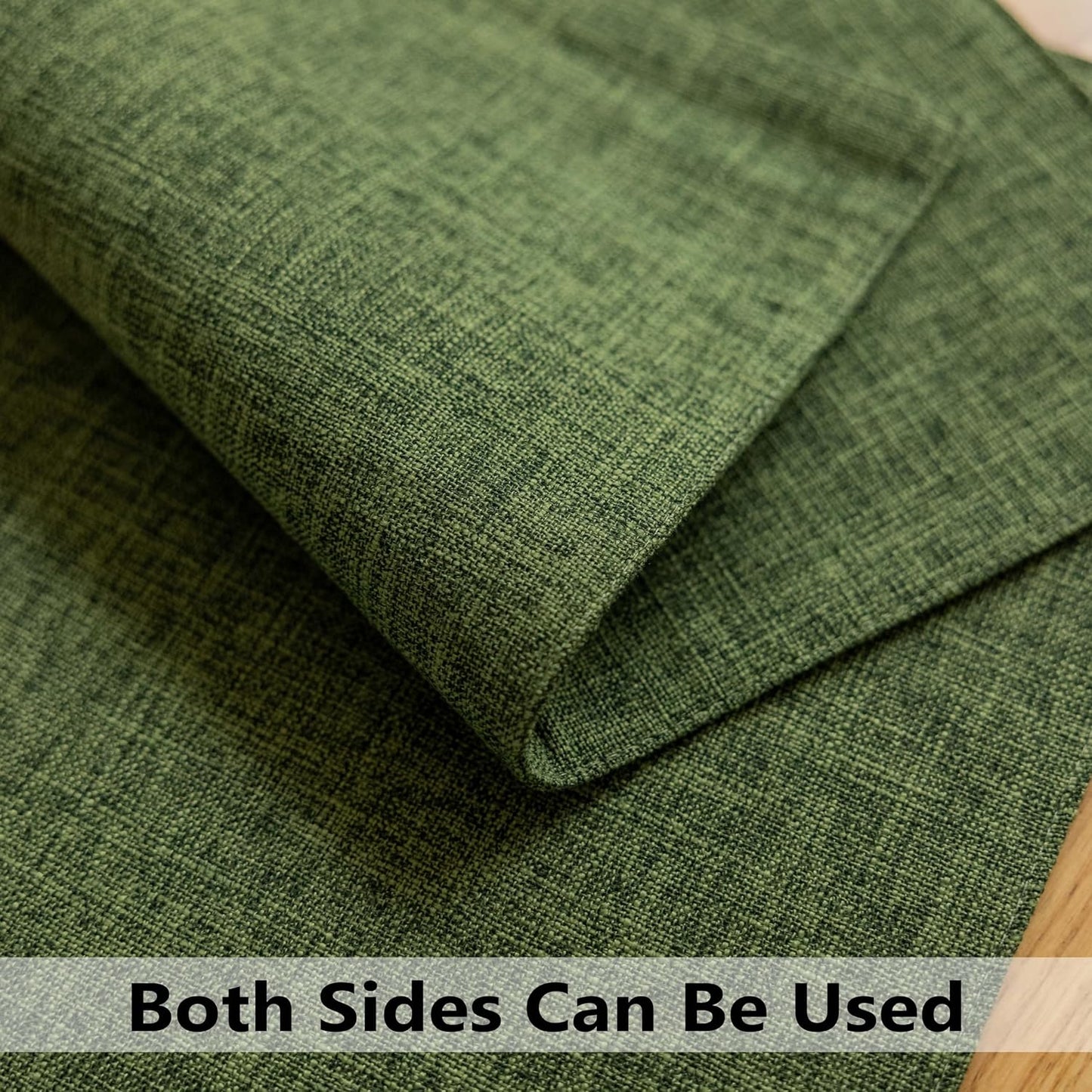 Demetex Green Placemats Set of 6 Vintage Cloth Textured Place Mats Stain Resistant for Holiday Barbecue and Dinning Table, Green