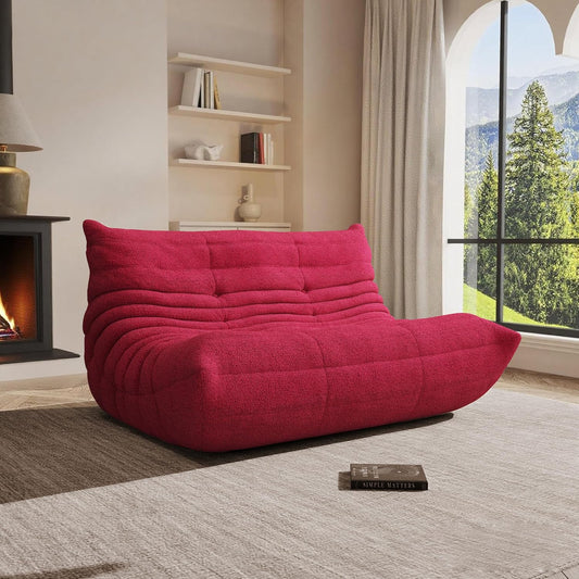 Bean Bag Chair, Oversized Loveseat Fireside Chair for Adults, 2 Seater with Memory Foam Filled, Lazy Sofa Lounge Floor Sofa for Living Room, Bedroom, Office, No Assembly Required. (Burgundy)