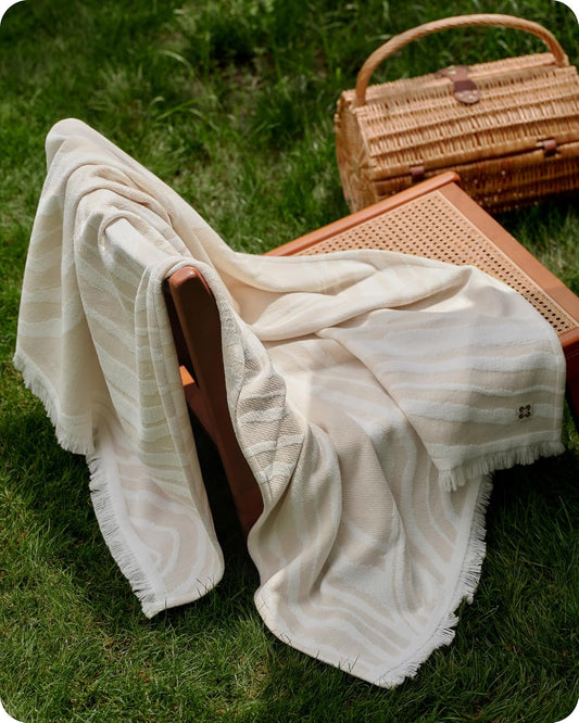 Bedsure 100% Cotton Throw Blanket for Couch - Chenille Woven Textured Blanket Gifts for Women, Cozy and Soft for All Seasons, Home Decor Boho Throw for Bed, Sofa, Oat Milk, 50x60 Inches