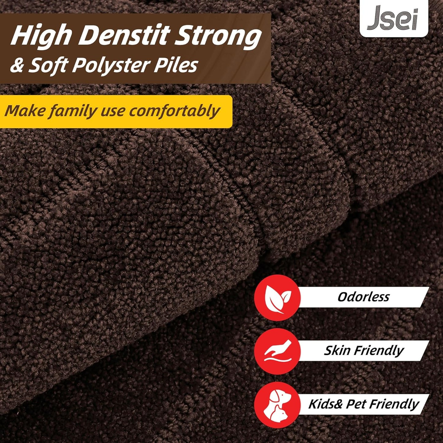 JSEI Entryway Rugs Doormat 20"x32", Non-Slip Dirt Trapper Door Mats Indoor, Washable Absorbent and Stain Resist Welcome Floor Mat for Front Door, Dog Door Mat, Muddy Wet Shoes & Paws, Brown