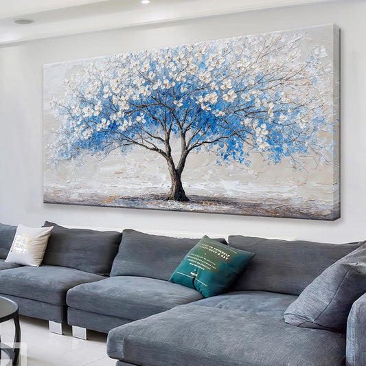 Large Wall Art For Living Room Blue Tree Of Life Modern Wall Artwork Prints Canvas Art Wall Decor Painting Blue Tree Pictures Abstract Wall Decor For Home Bedroom Office Ready To Hang 29"×58"