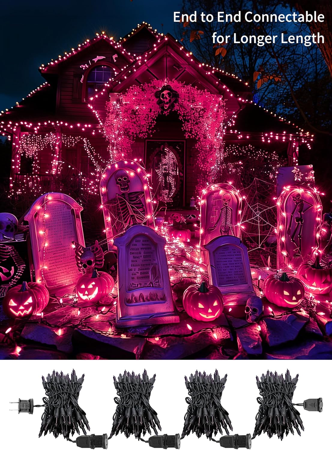 2 Pack Purple Halloween Mini Lights, 13 Feet 50 Count Totally 100 Count Incandescent Bulb Mini String Lights, Connectable Halloween Light for Haunted House Ghost Party Holiday Window Indoor Decoration