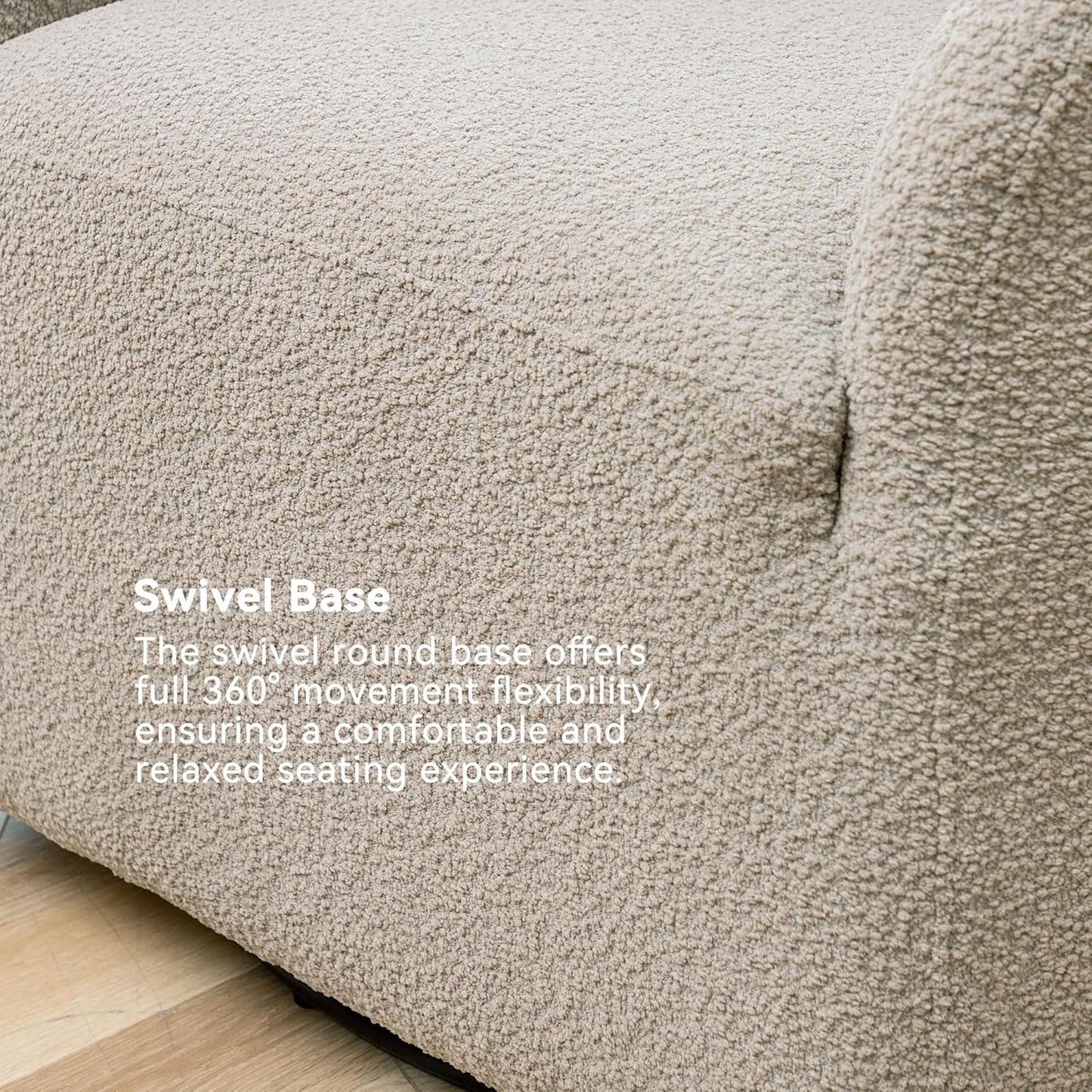 KINWELL 32" Wide Modern Boucle Swivel Barrel Chairs Set of 2, No Assembly Round Upholstered Swivel Accent Armchairs for Living Room, Bedroom (Oatmeal)