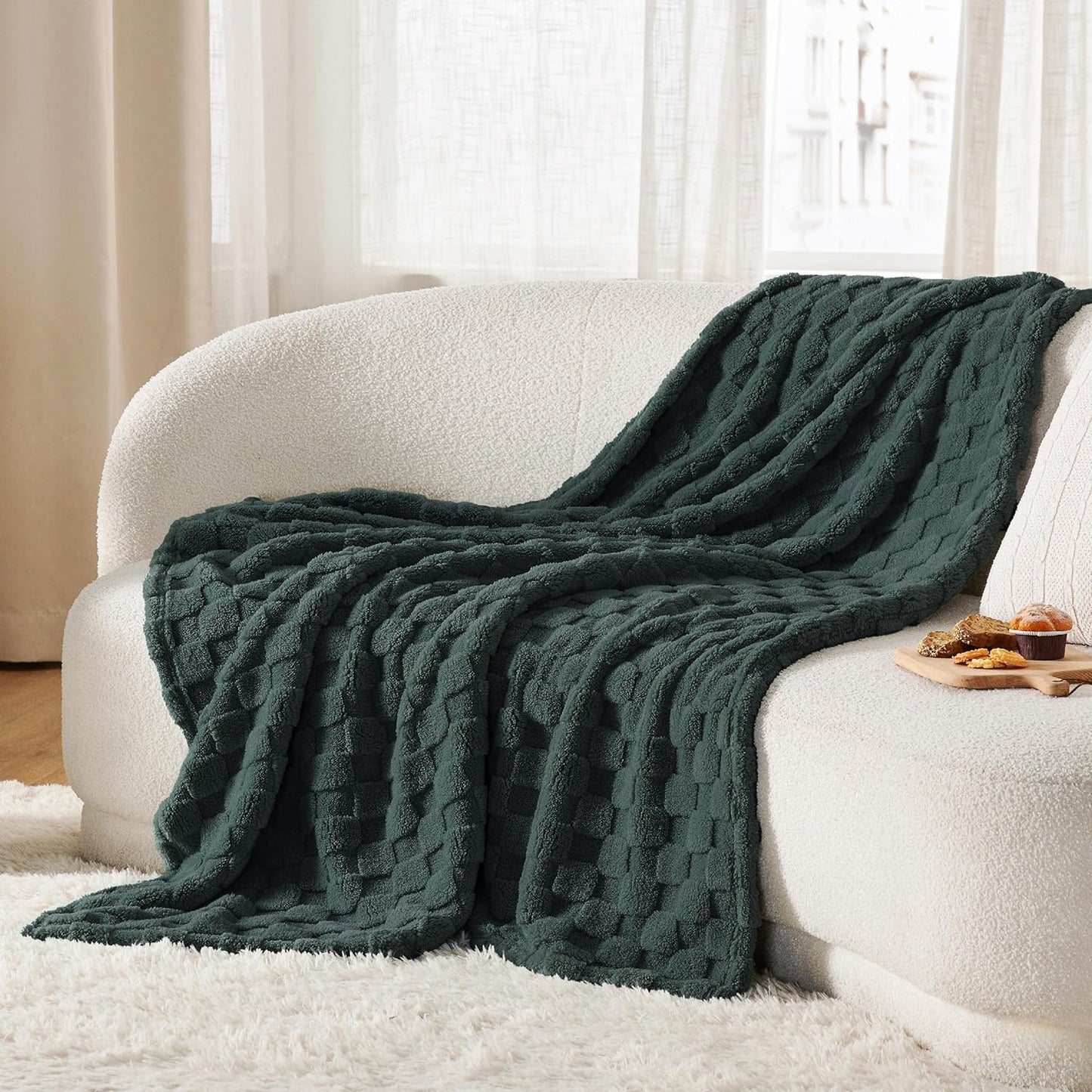 Bedsure GentleSoft Twin Blanket for Bed Dark Green - Super Soft Cozy Blankets for Women Men Girls, Cute Fuzzy Fleece Throws for Bedroom Couch, 60x80 Inches