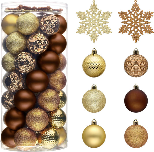 Valery Madelyn Christmas Tree Decorations Ornament Set for Fall Halloween, 50ct 2.36 Inches Bronze Copper Gold Shatterproof Christmas Ball Ornaments Hanging Xmas Holiday Party Decor