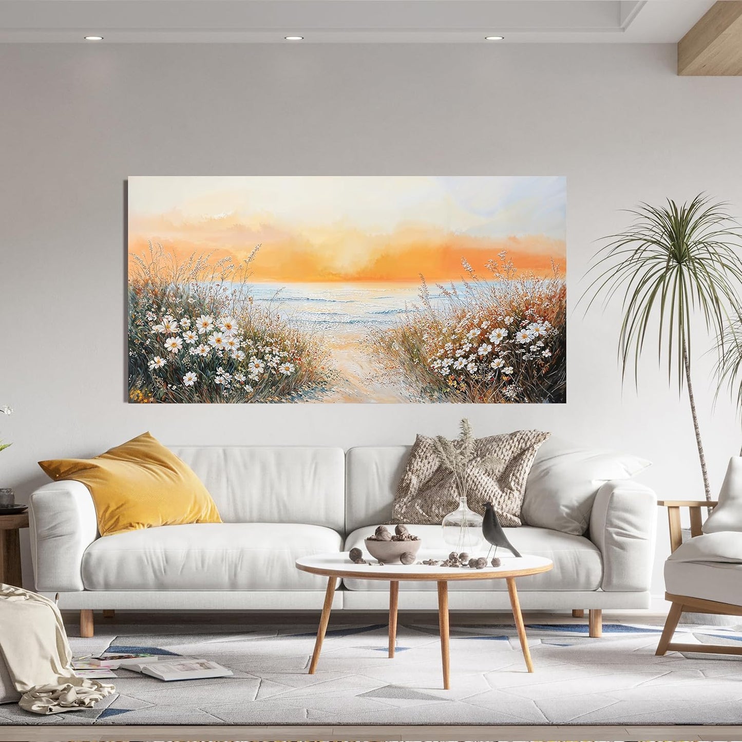 Canvas Wall Art Decor Wall Pictures for Living Room Artwork for Walls Large Coastal Beach Wall Art Prints Canvas Art Wall Decor Vintage Landscape Wall Art Decorations Bedroom Home Wall Art Decor 24" X 48"