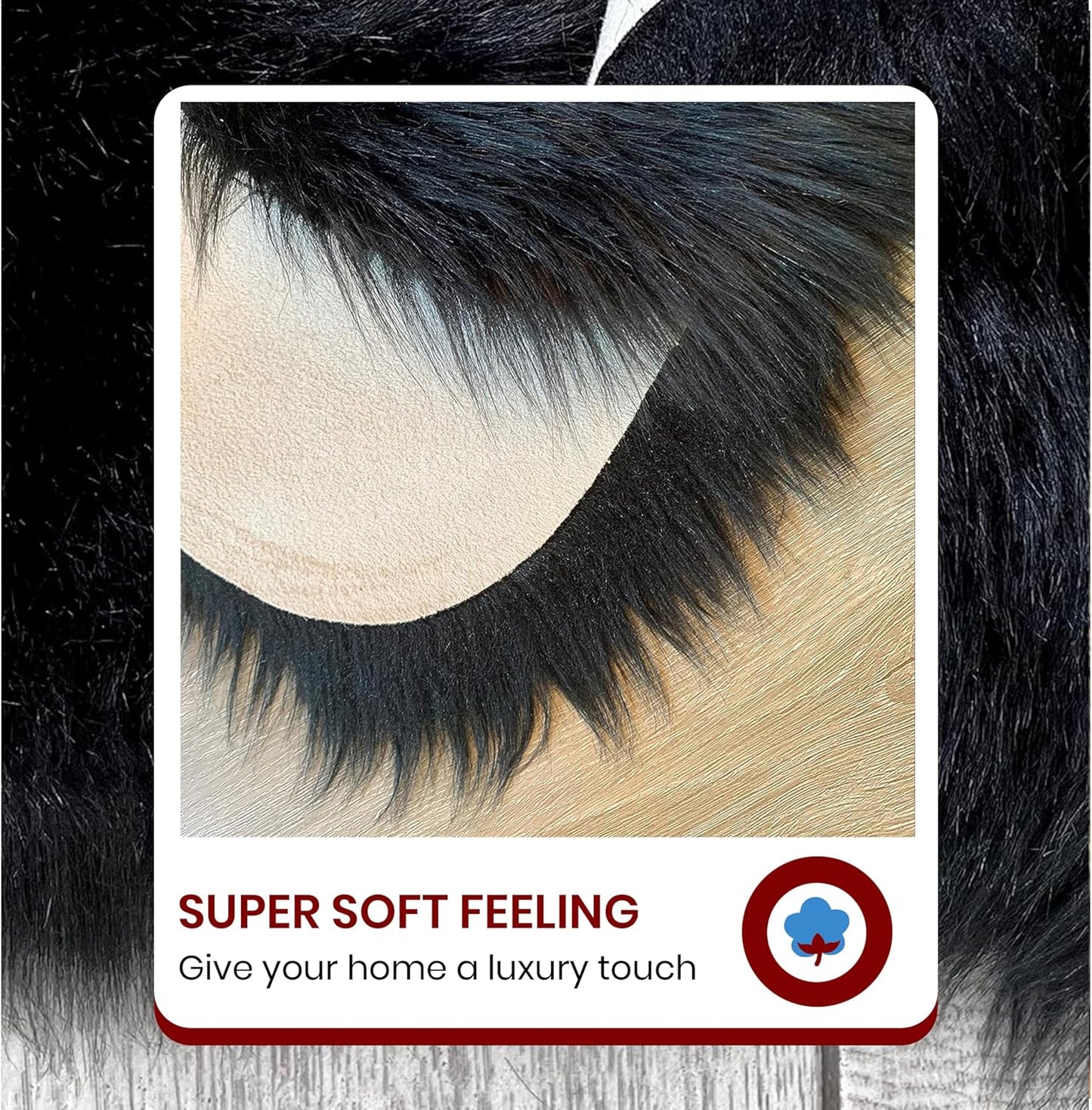 LAMBZY Faux Sheepskin Hypoallergenic Free Shape Silky Shag Rug, Luxury Shaggy Silky Plush Carpet for Bedrooms Rugs Living Room Kids Rooms Sofa Floor Rugs (Double 2'x6', 60x180cm Black)