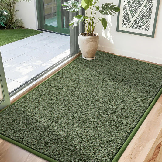COSY HOMEER-Door-Mat 32"x48" Non Slip Absorbent Entryway Rugs Dirt Trapper Doormats Washable Entrance Mats Low Pile Welcome Floor Mat for Front Back Door and Entry Mats,Green