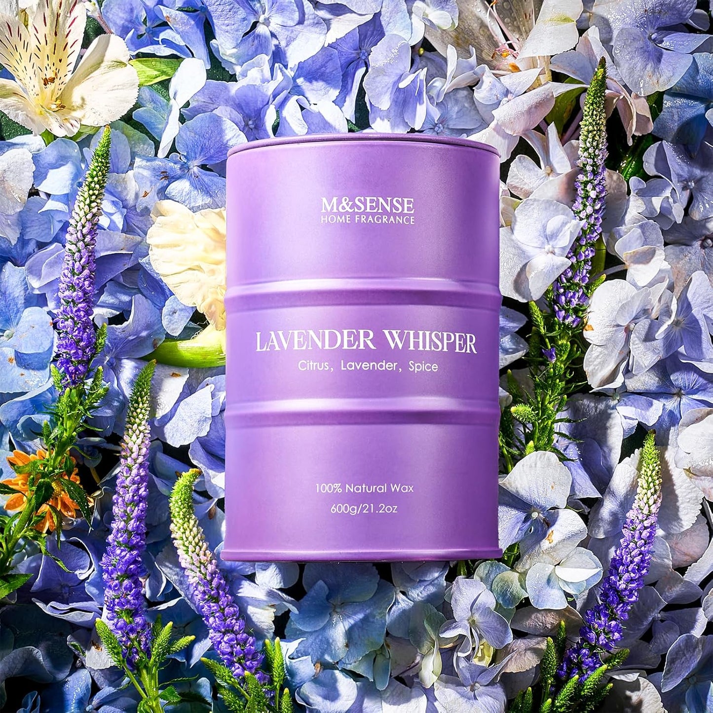 M&SENSE Large Lavender Soy Candles for Home Scented 11.6oz 120 Hour Long Burning, Aromatherapy Candle for Stress Relief Meditation Relaxing, Appreciation Gifts for Mom Teacher Friends