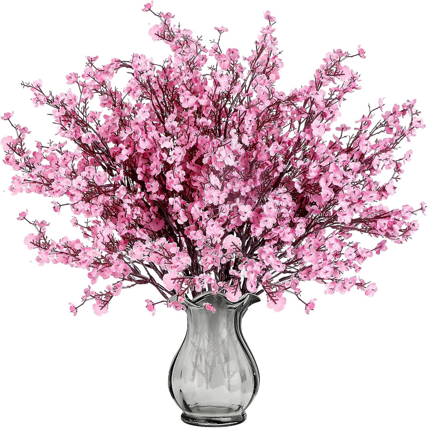 Sggvecsy 6 Pcs Babys Breath Artificial Flowers Gypsophila Bouquets Bulk Real Touch Fake Silk Flowers for Home Wedding DIY Floral Arrangement Kitchen Table Centerpiece Festival Decoration (Pink)