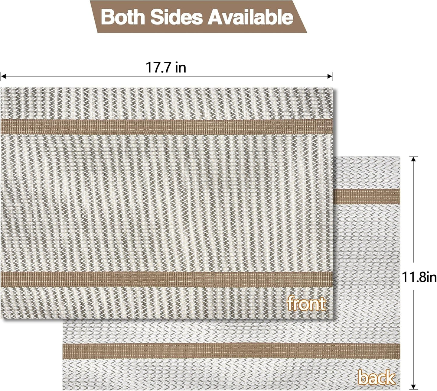 Beige White Placemats Set of 4 - Easy Clean Modern Washable Plastic Place Mats - Heat Resistant Placemats for Kitchen Table - PVC Table Mats for Dining Table(Beige White with Stripes, 4)