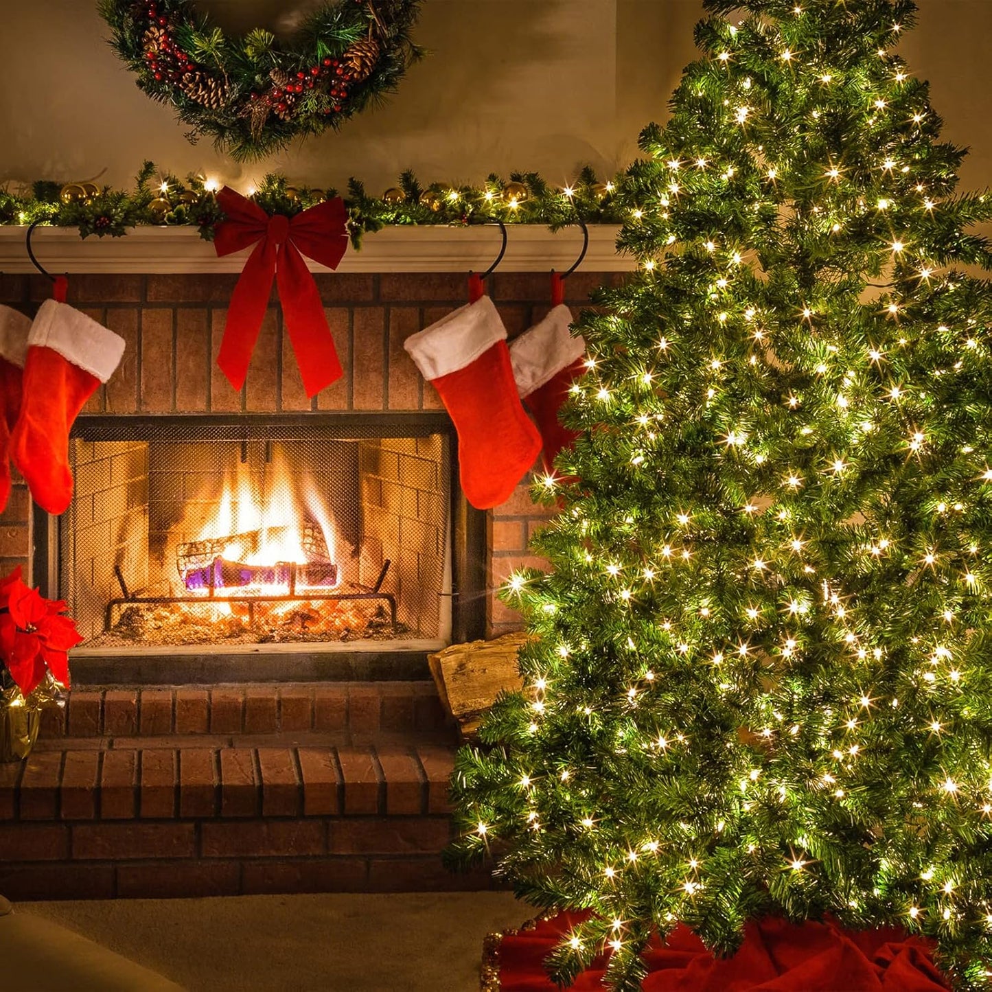 Toodour Clear Christmas Lights, 75ft 300 Count Incandescent Indoor Outdoor String Lights, UL Certified Connectable Green Wire Mini Bulb Light for Home, Party, New Year, Xmas Tree Decor - Warm White