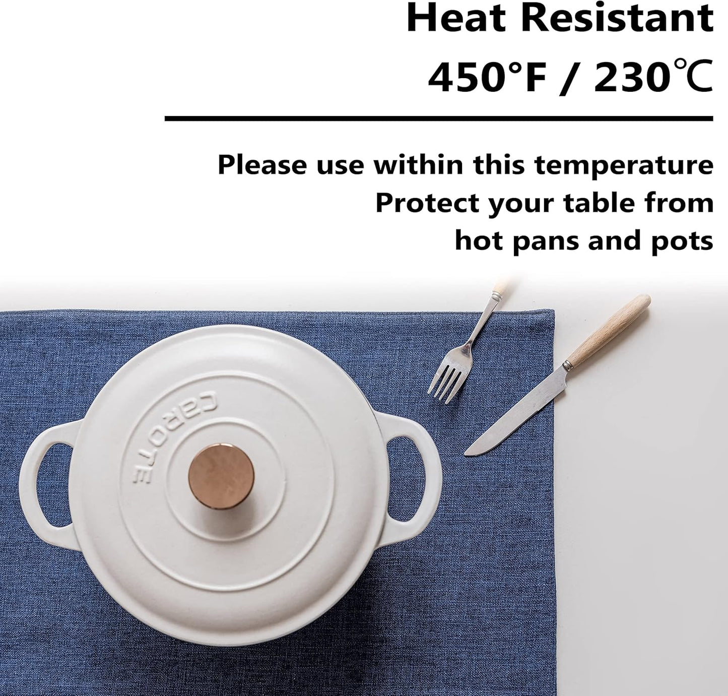 Home Brilliant Placemats Set of 6 Linen Blue Placemats Heat Resistant Dining Table Place Mats Kitchen Table Mats, Indigo