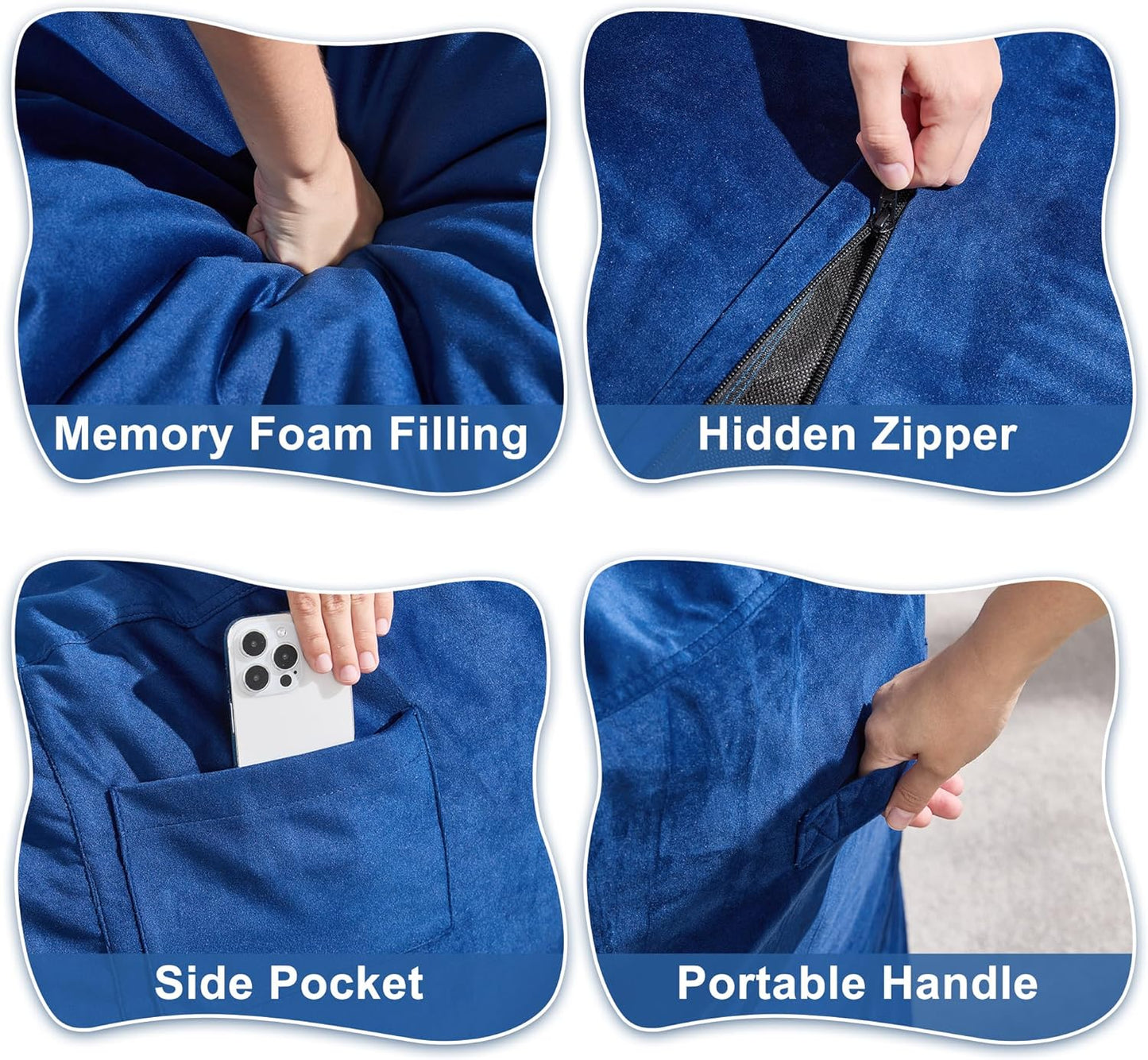 Hobestluk 3FT Bean Bag Chair Giant Bean Bag Chairs for Adults Large Bean Chairs with Removable Cover, Beanbag Chair with Filler, Adult Bean Bag Chairs for Living Room, Bedroom