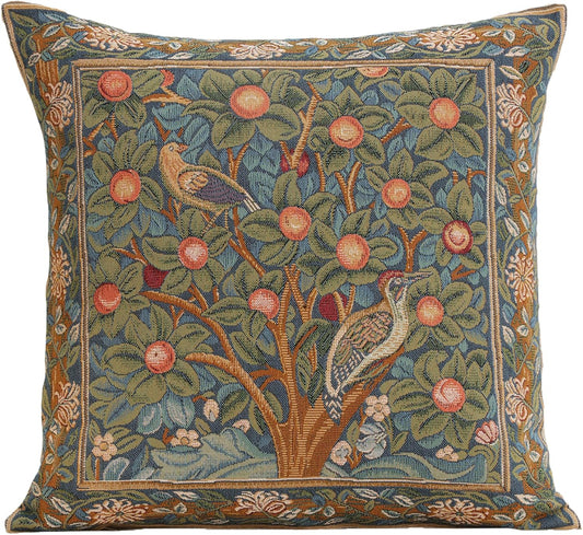 Charlotte Home Furnishings Decorative Tapestry Pillow Cover 19x19 in, Green Woodpecker Couch Pillow Cover, French Country Square Cushion Cases for Living Room Home Decor, Soft Cotton Jacquard Woven