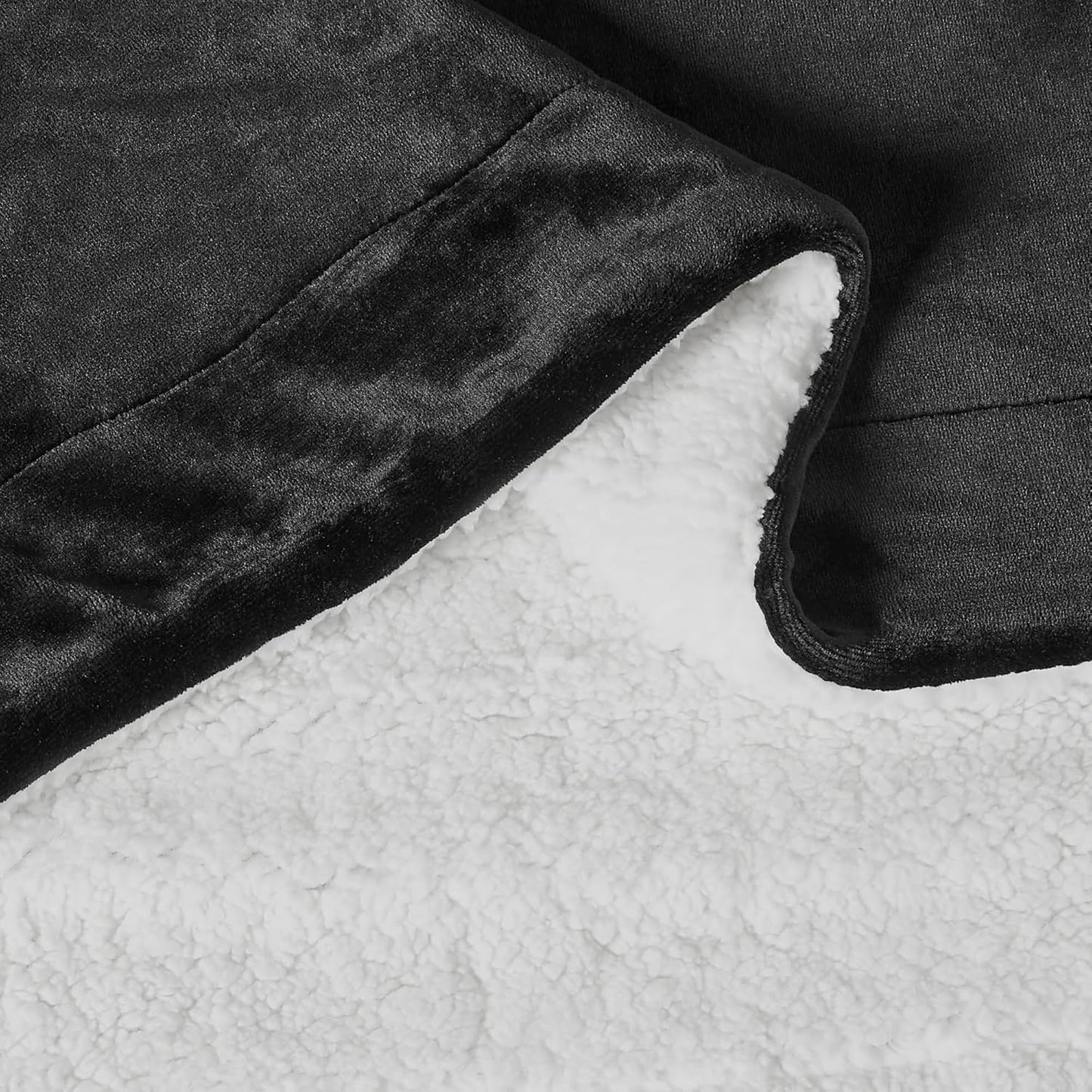 Amazon Basics Reversible Sherpa Throw Blanket, Black, 50"x60"